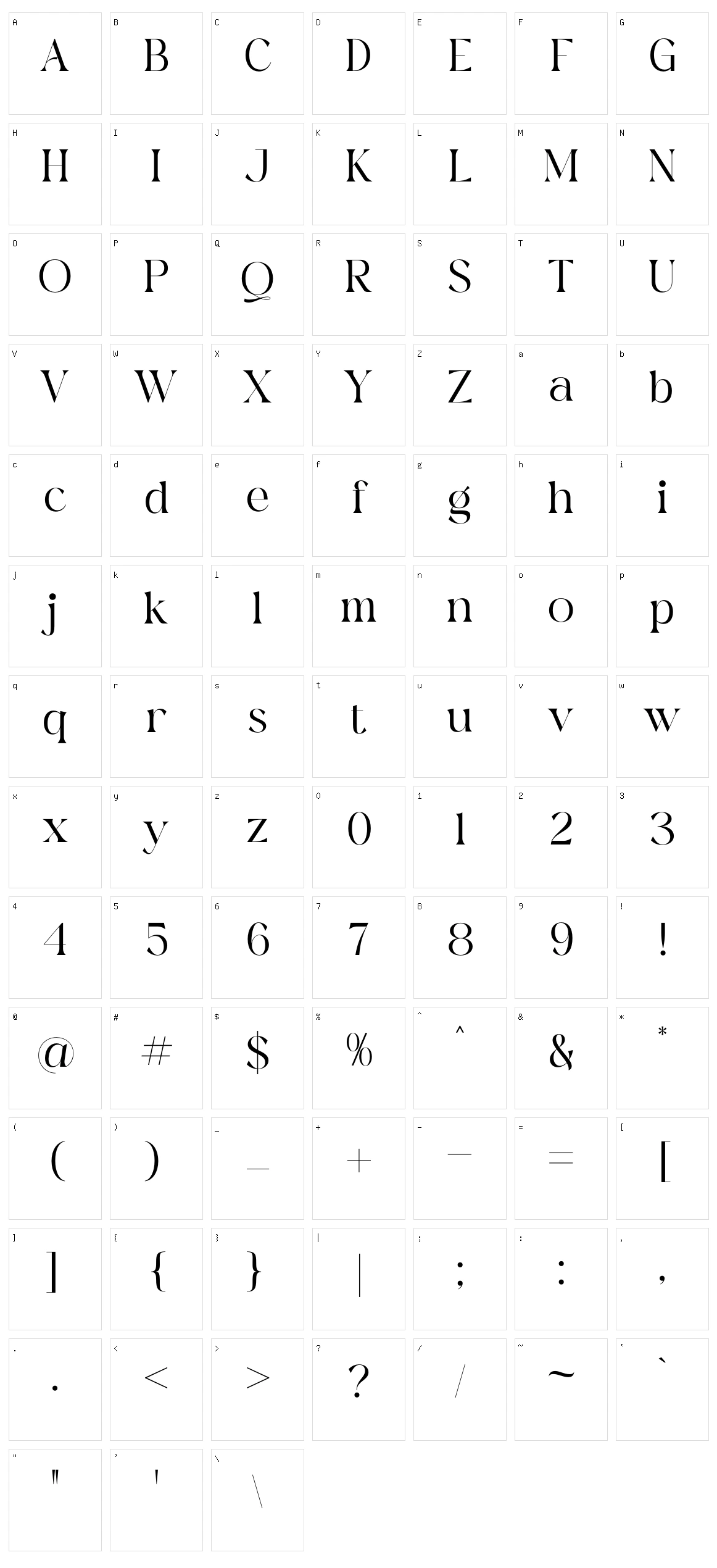 Firgine Character Set