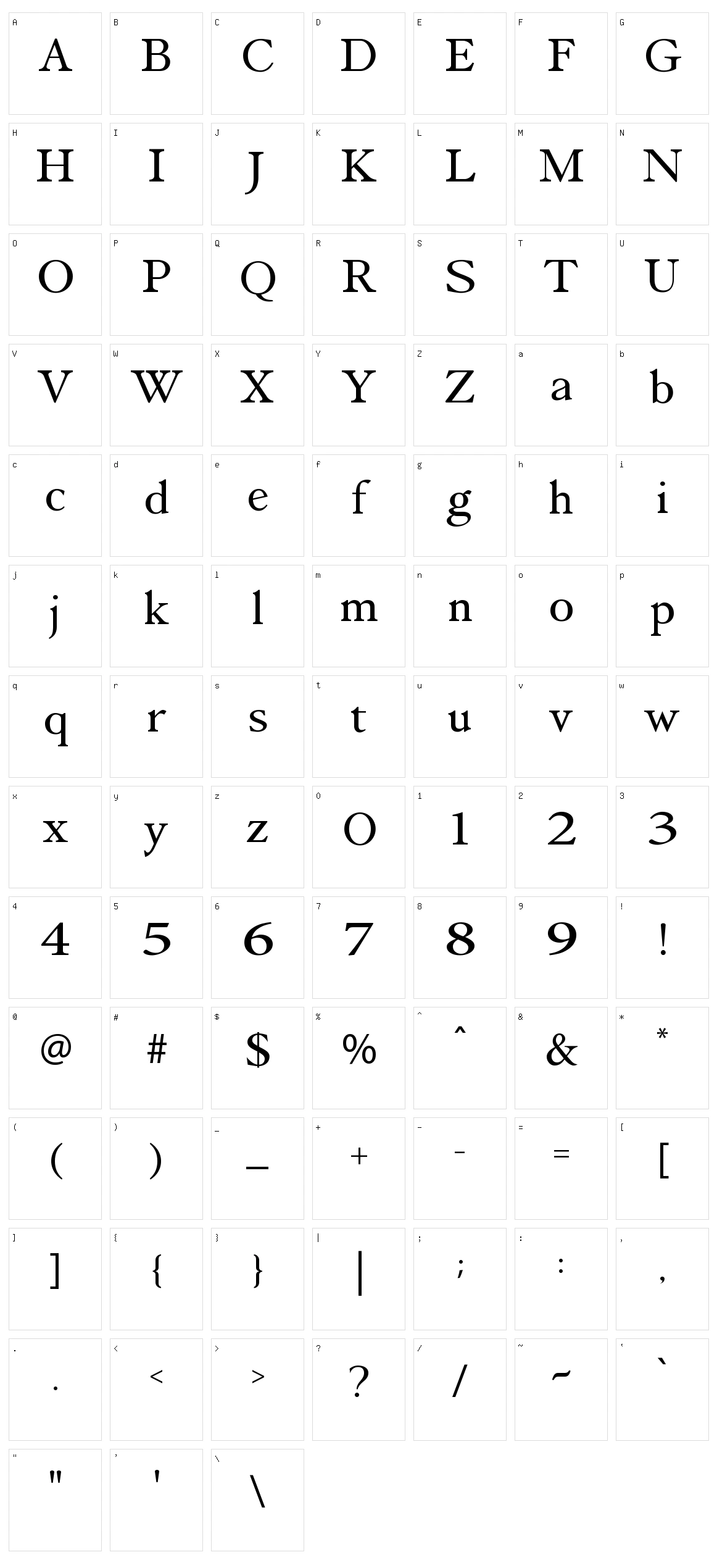 Fistalle Character Set