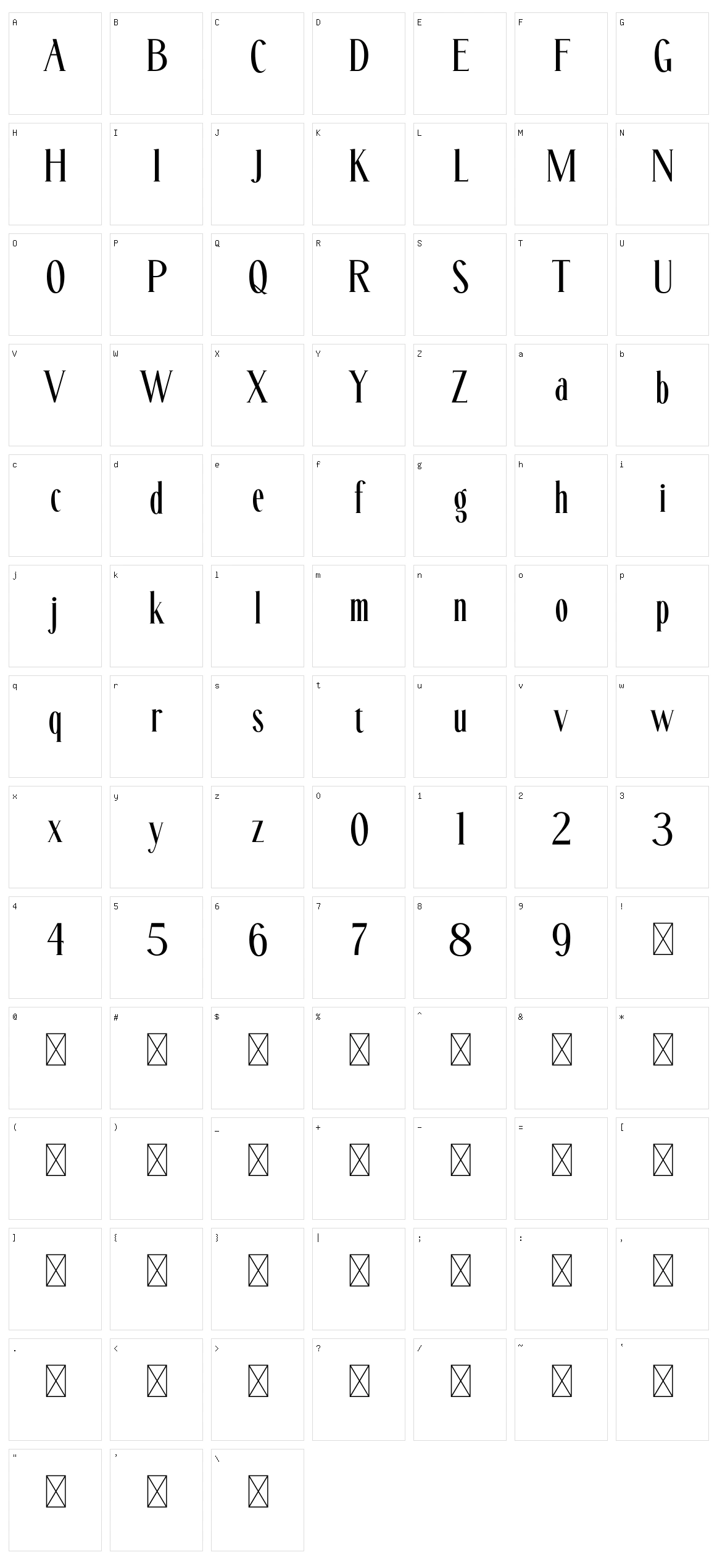 Fitanova Character Set