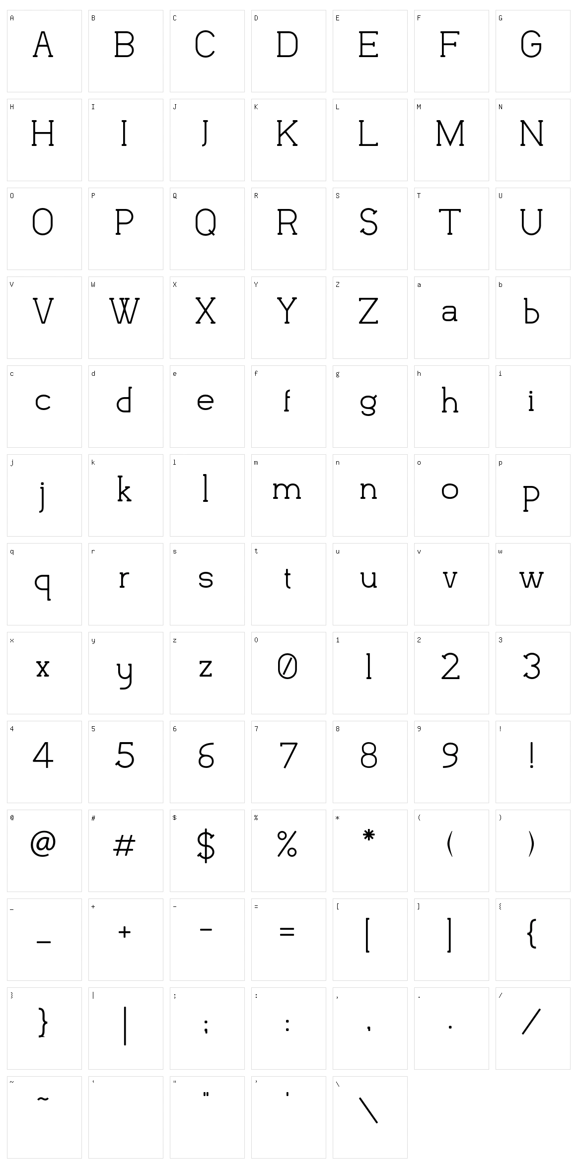 Flatform Character Set