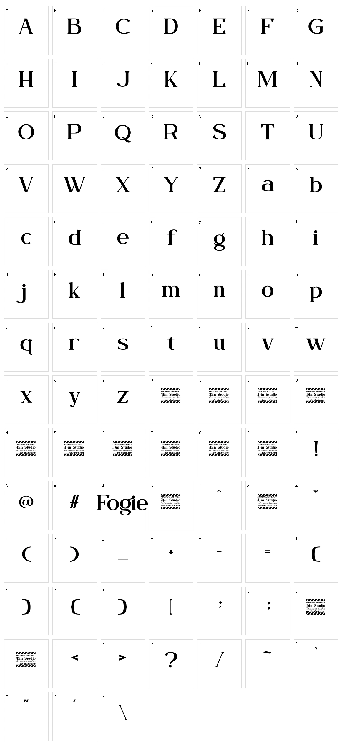 Fogie Character Set