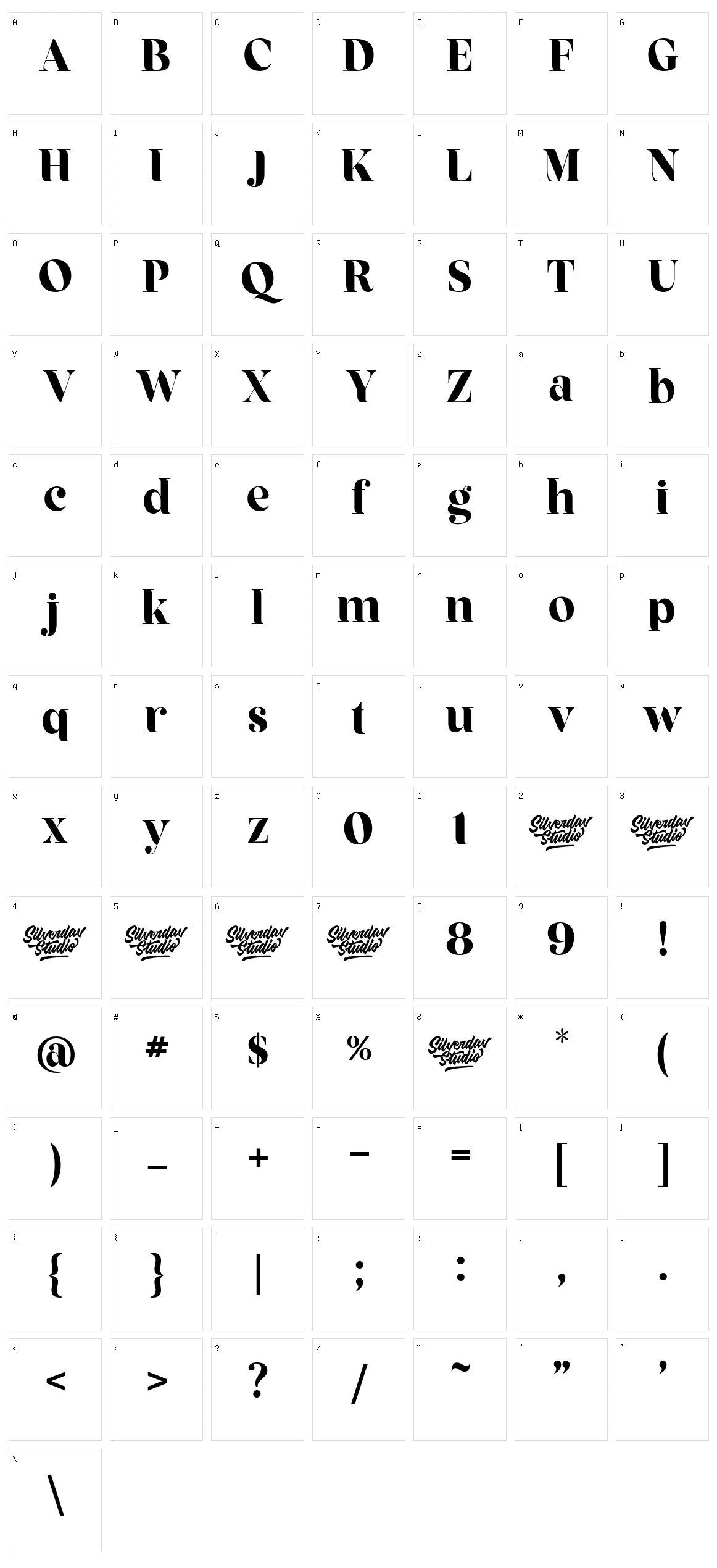 Fragille Character Set
