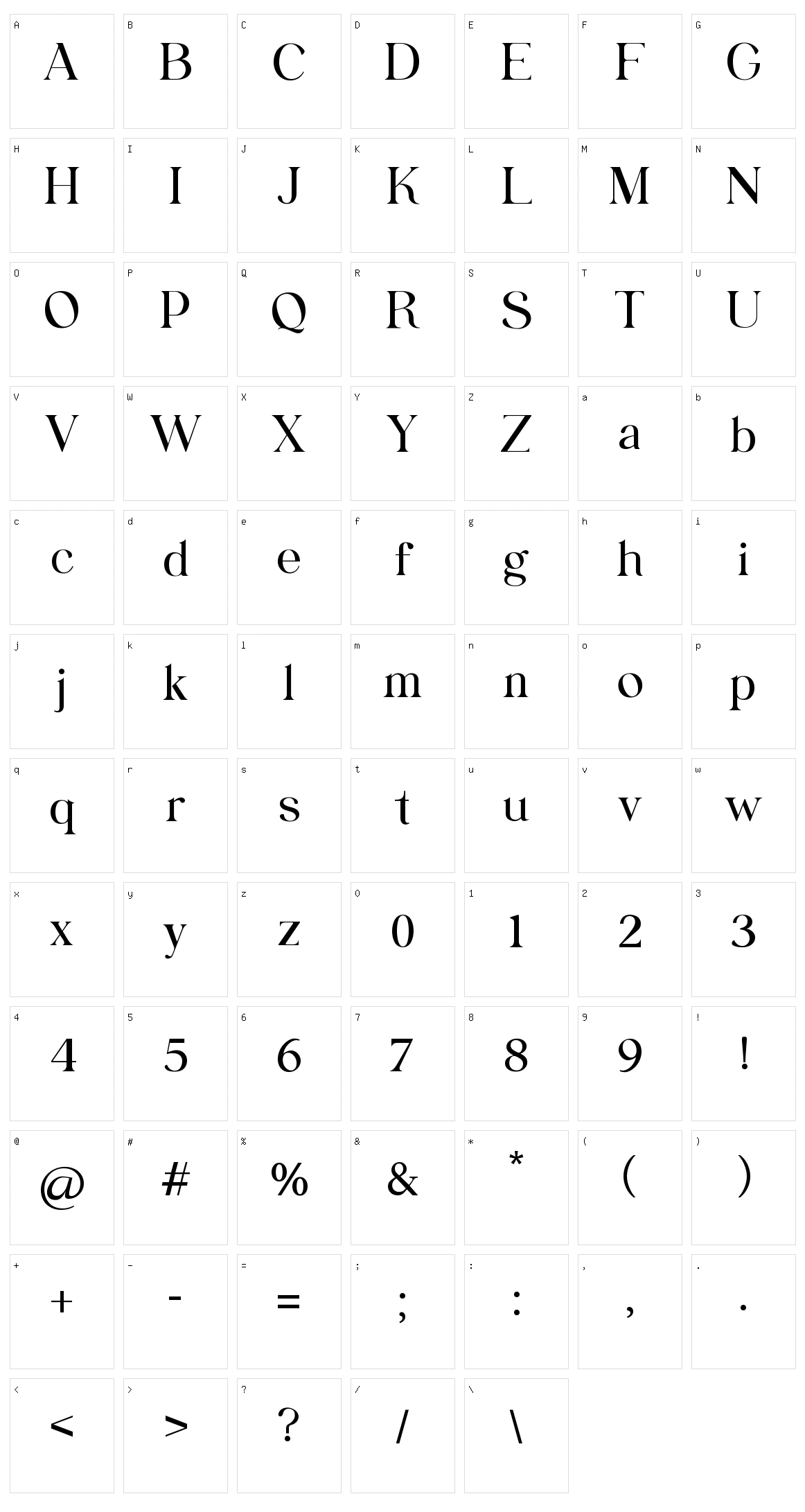 Fraternite Character Set