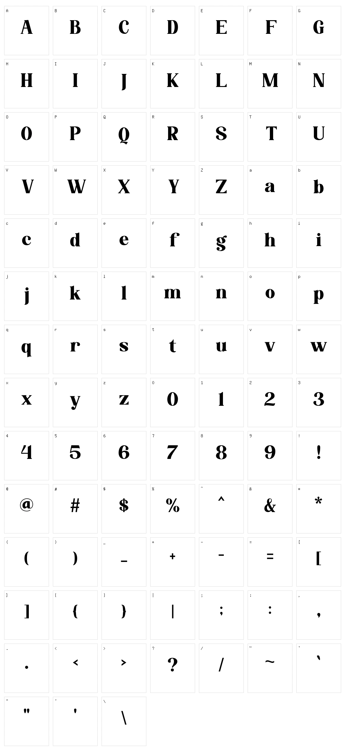 Fredella Character Set