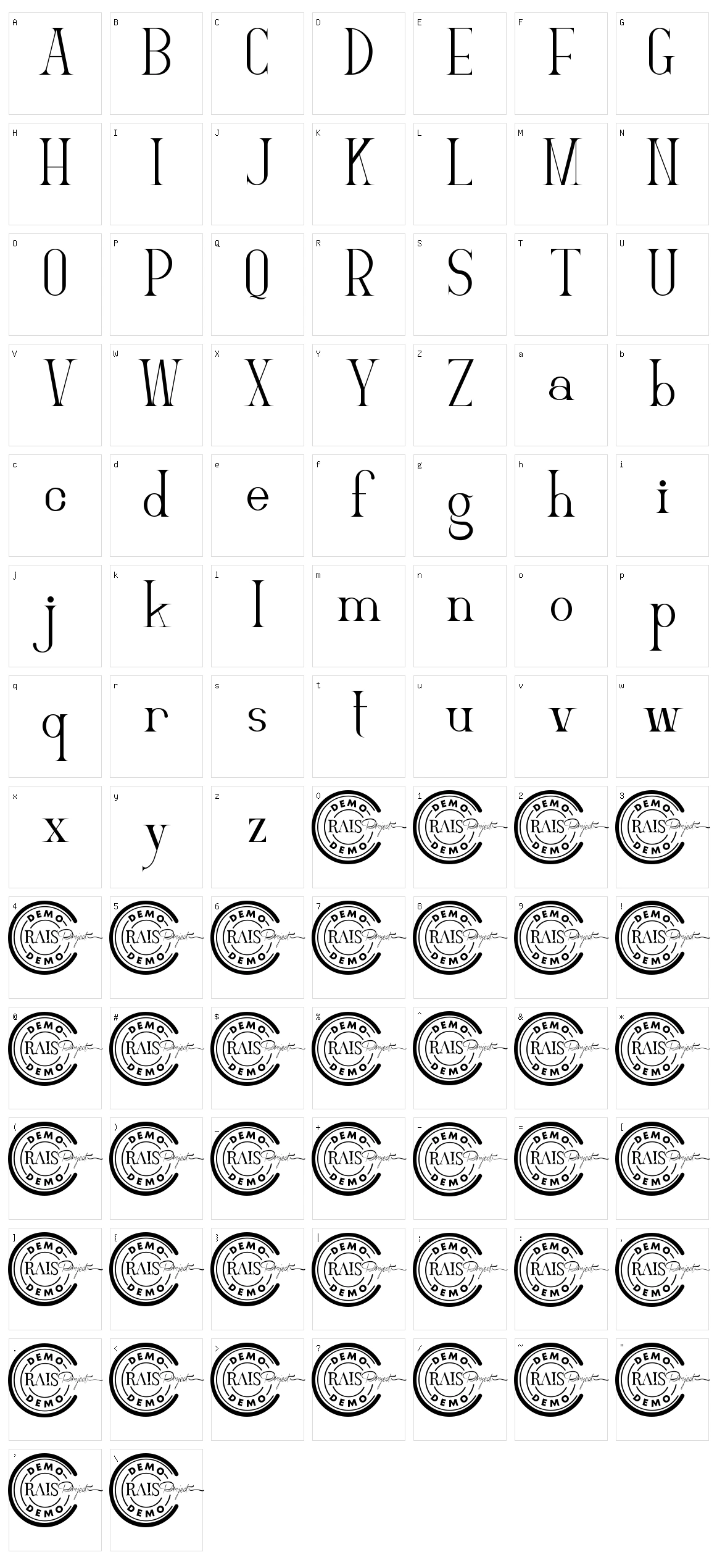 Gamiela Character Set