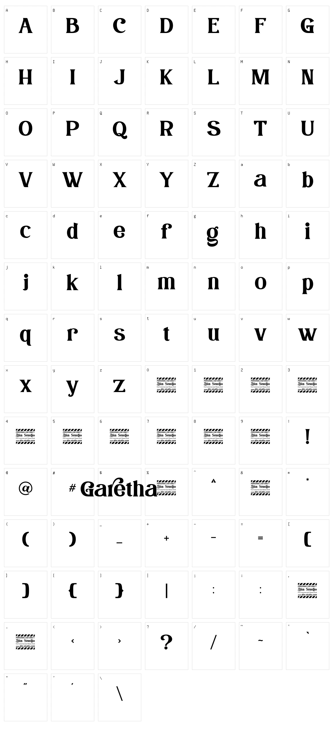 Garetha Character Set