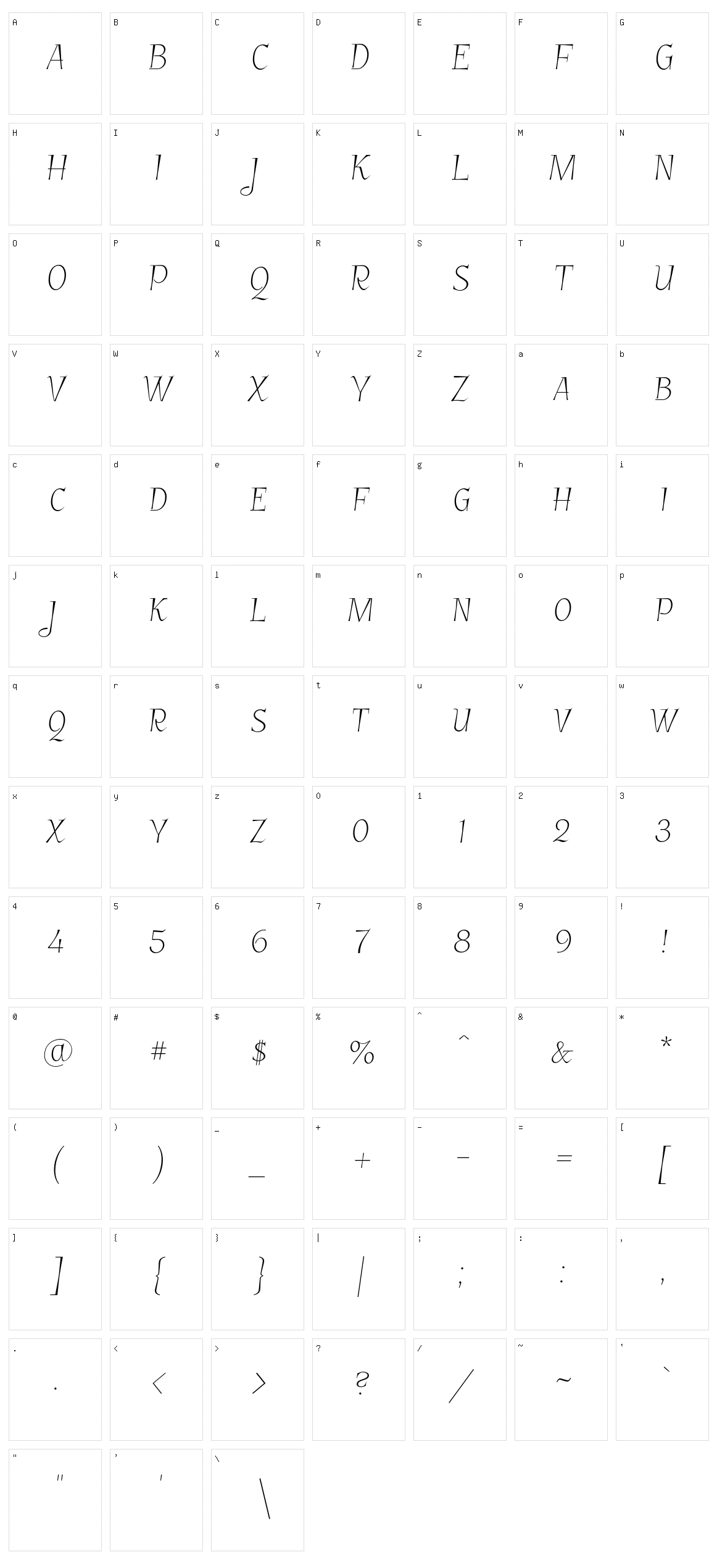 Garineldo SC Character Set