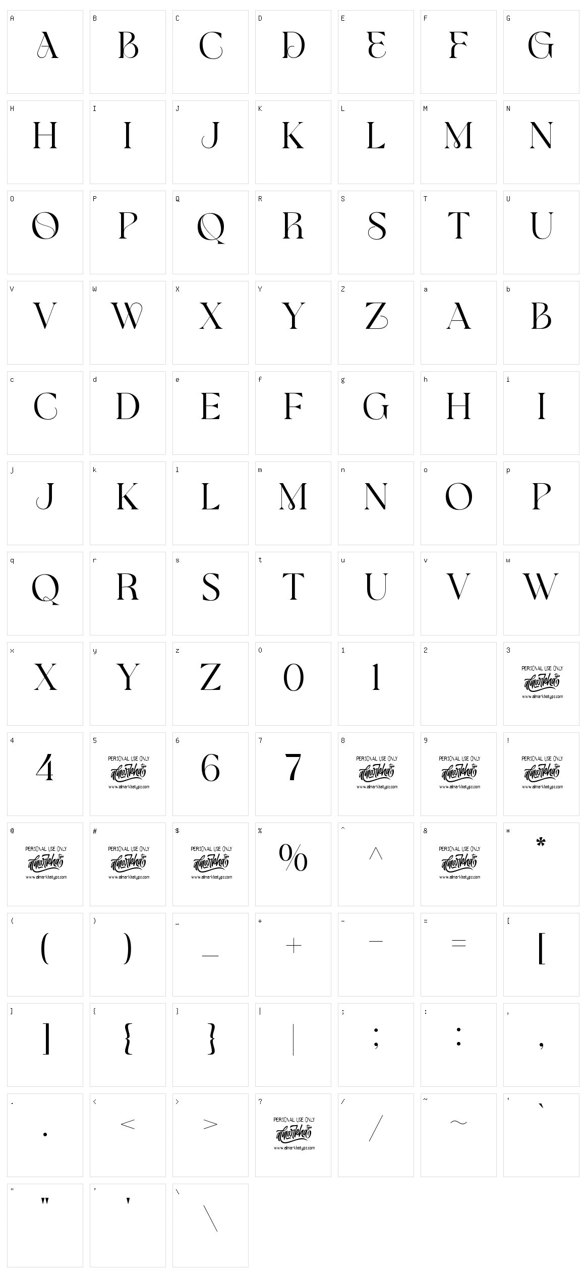 Glamore Character Set