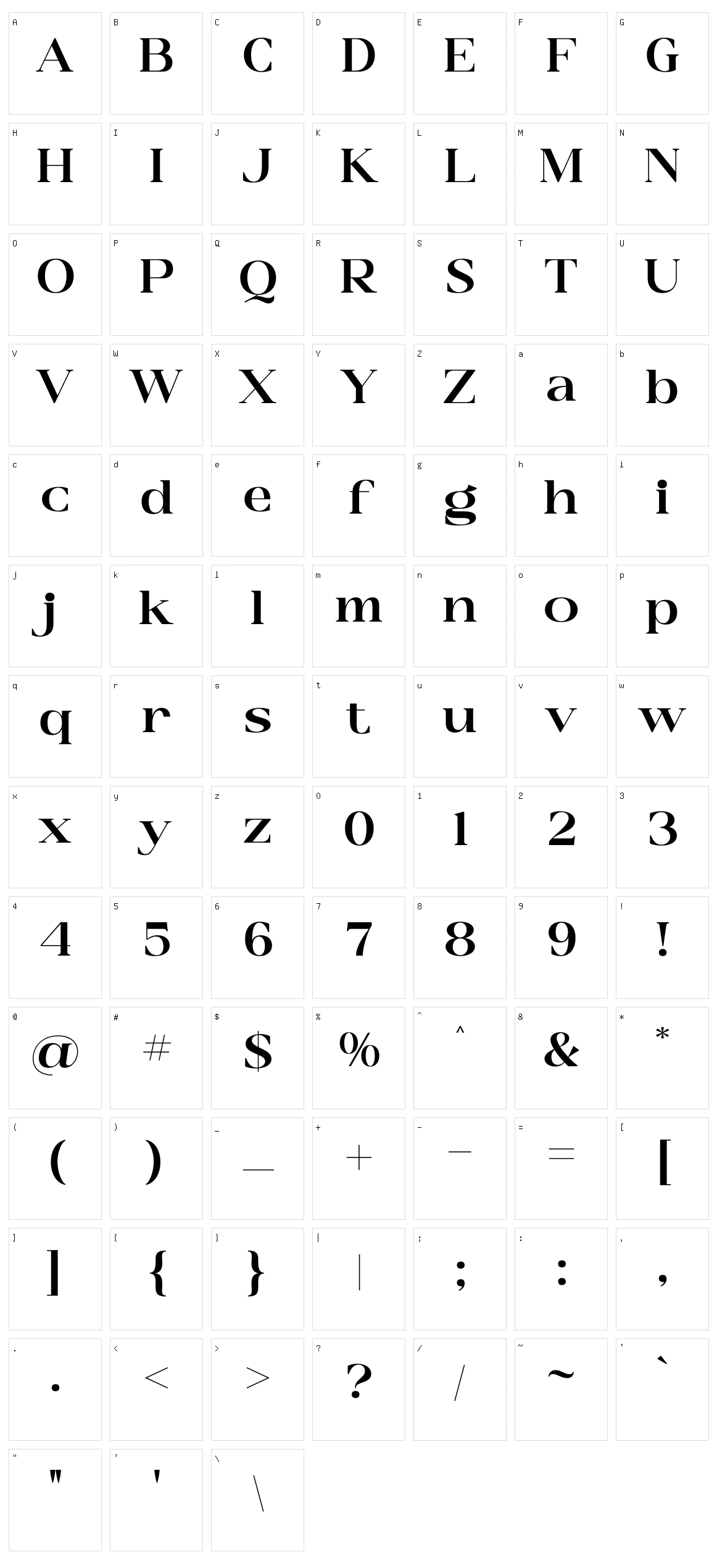 Glashick Character Set