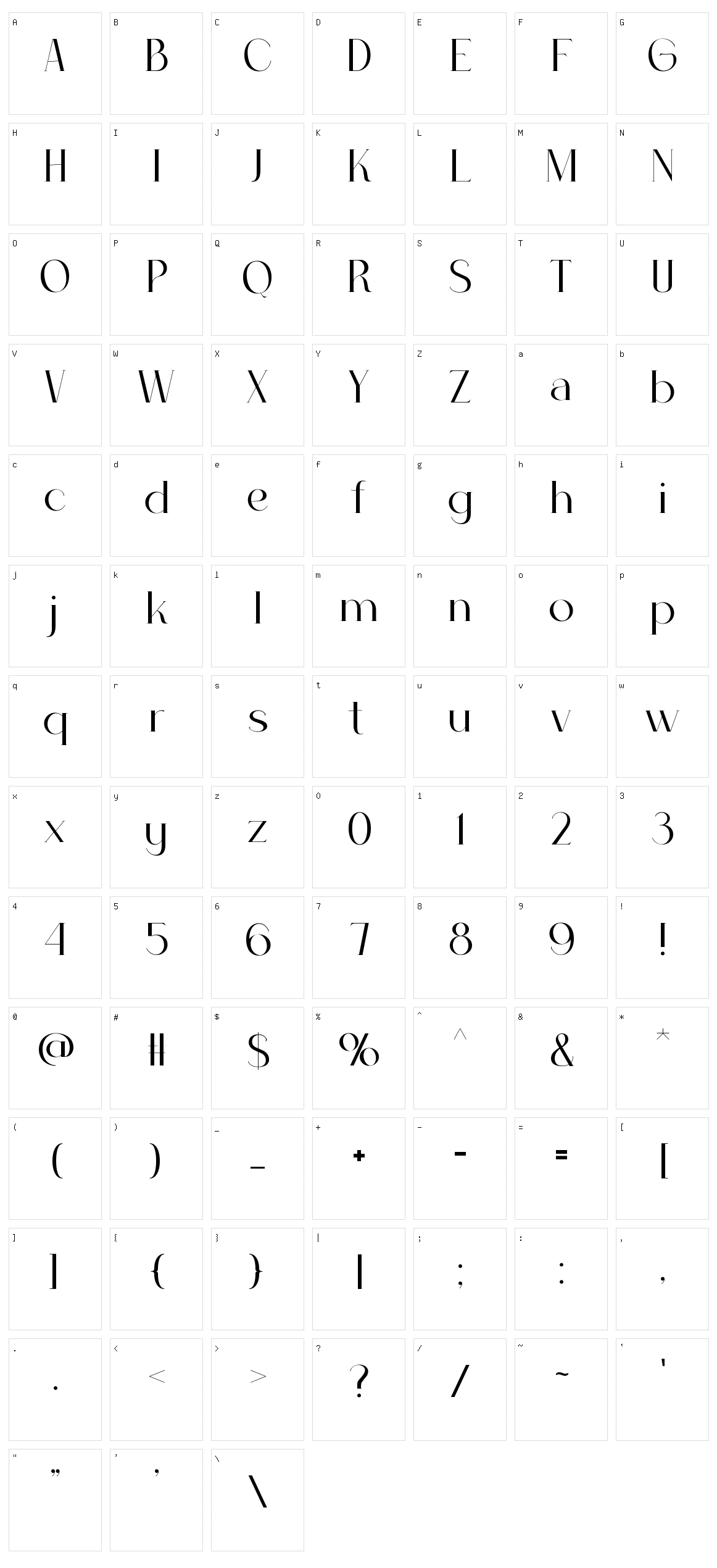 Glastone Character Set