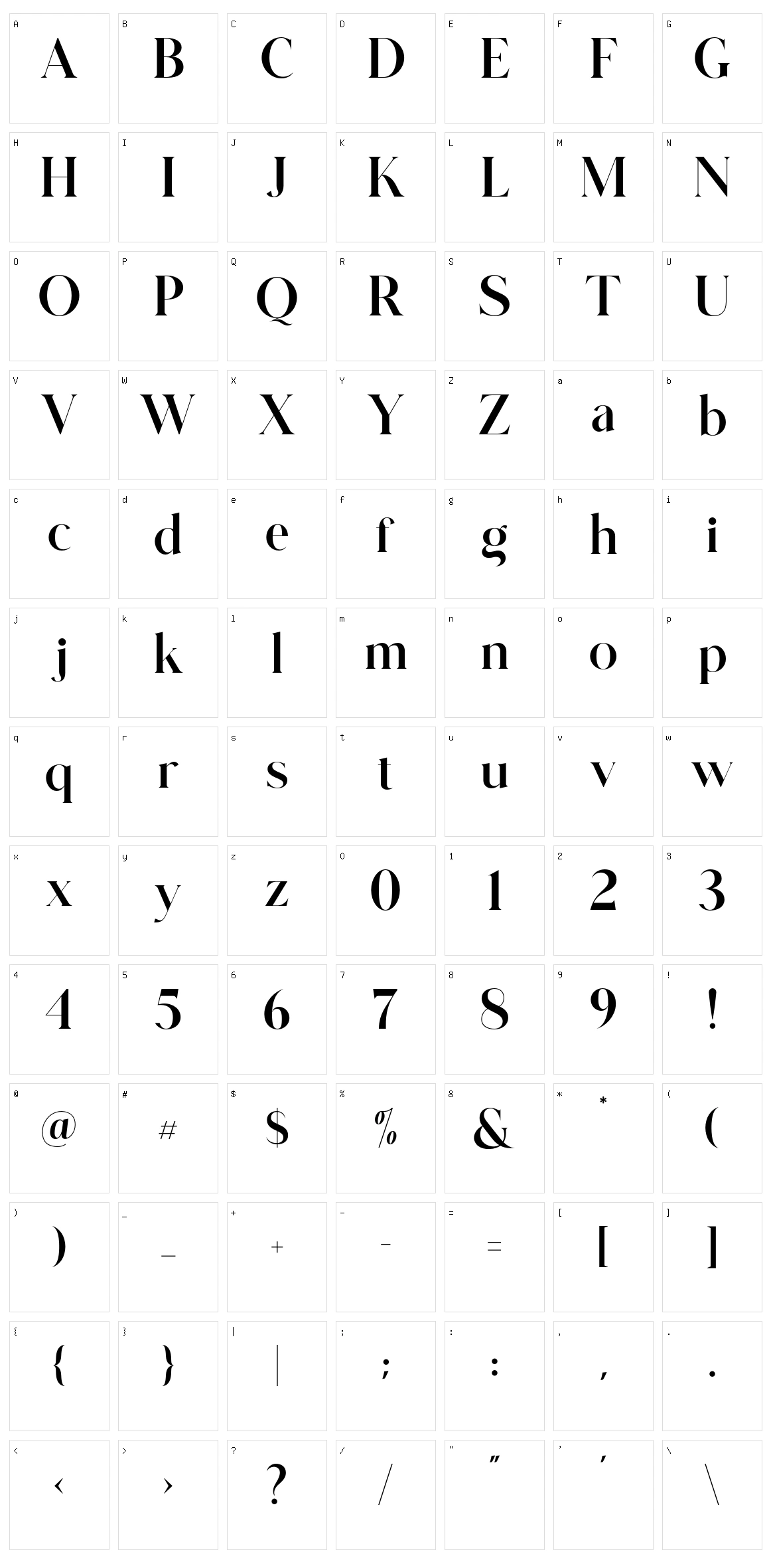 Glitten Character Set