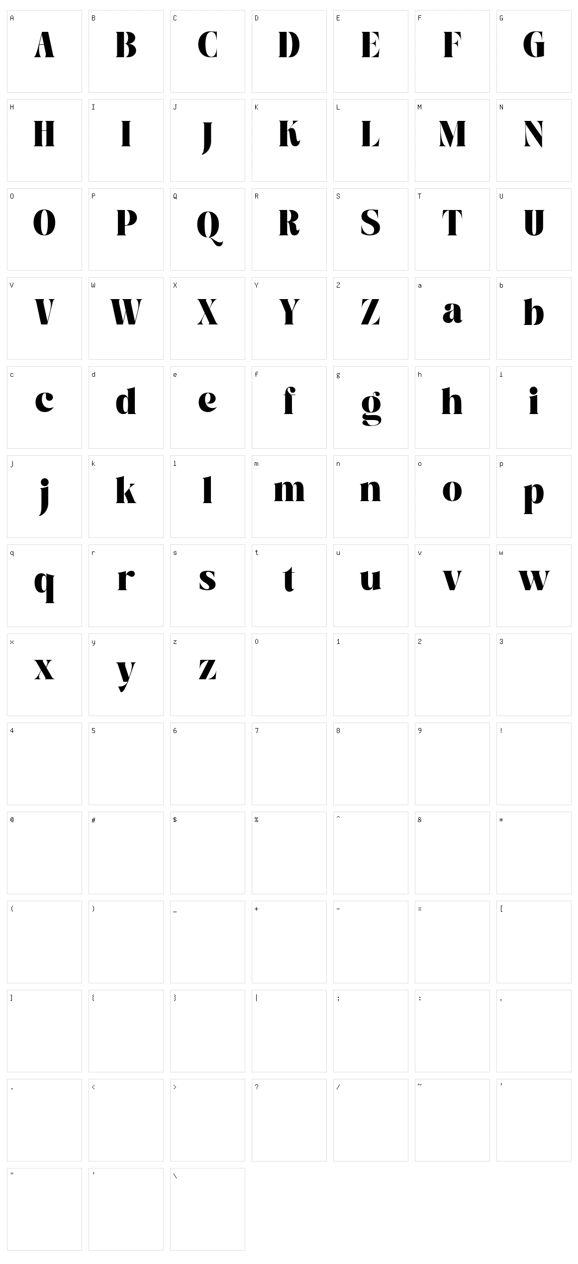 Godshome Character Set