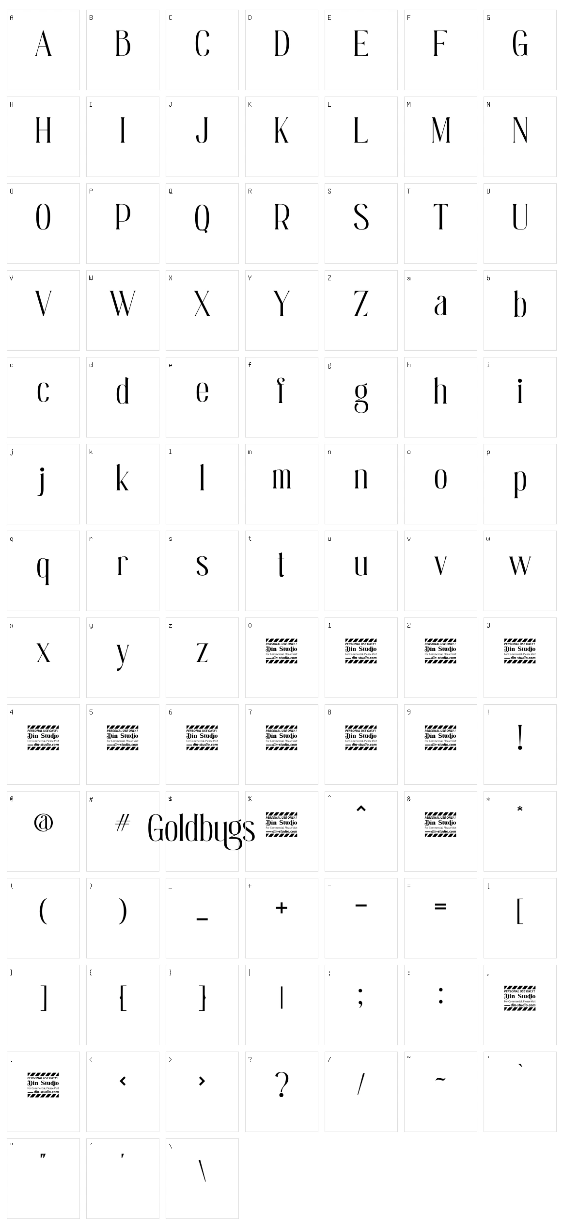 Goldbugs Character Set