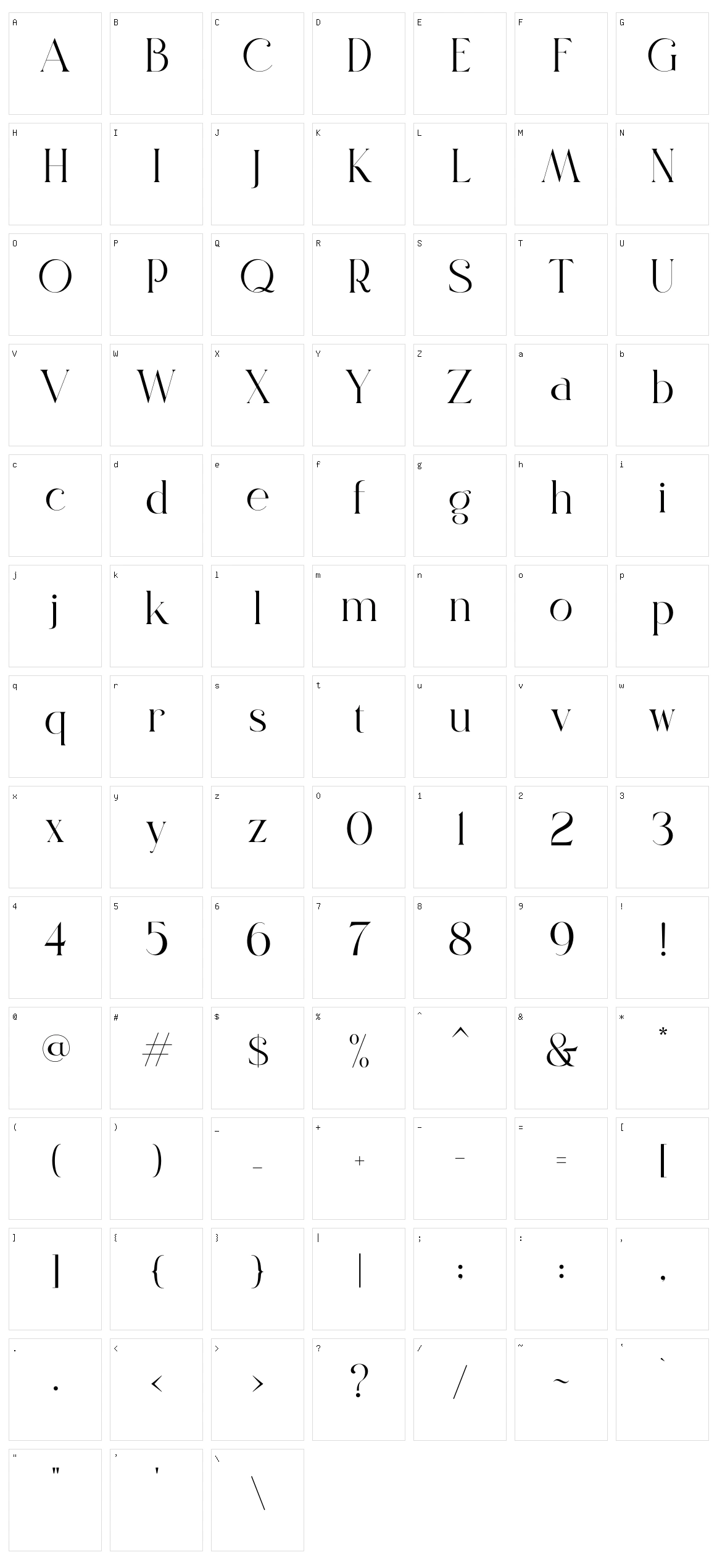 Grance Character Set