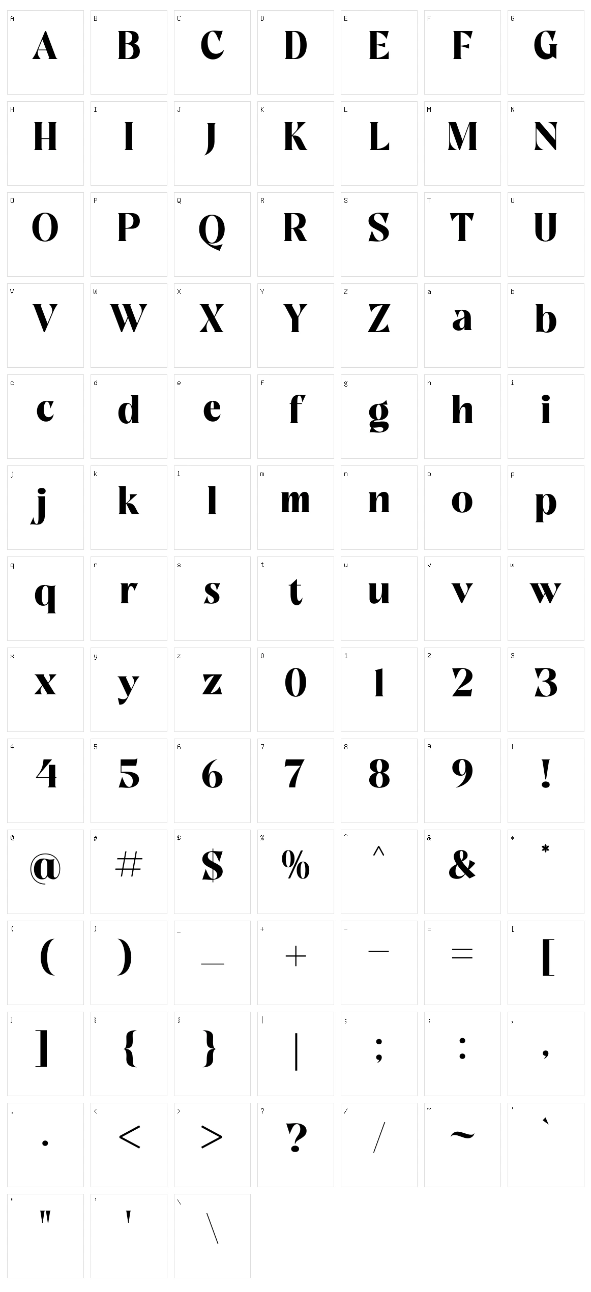 Gratina Character Set