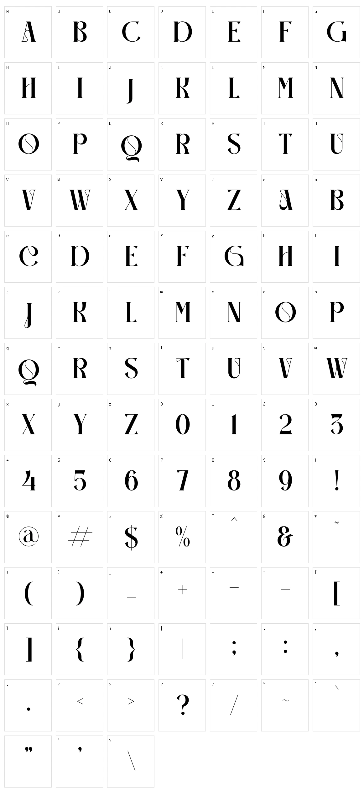 Gravhez Character Set