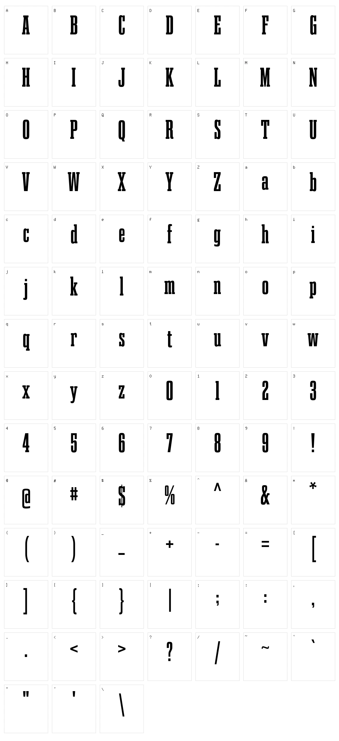 Gravtrac Character Set