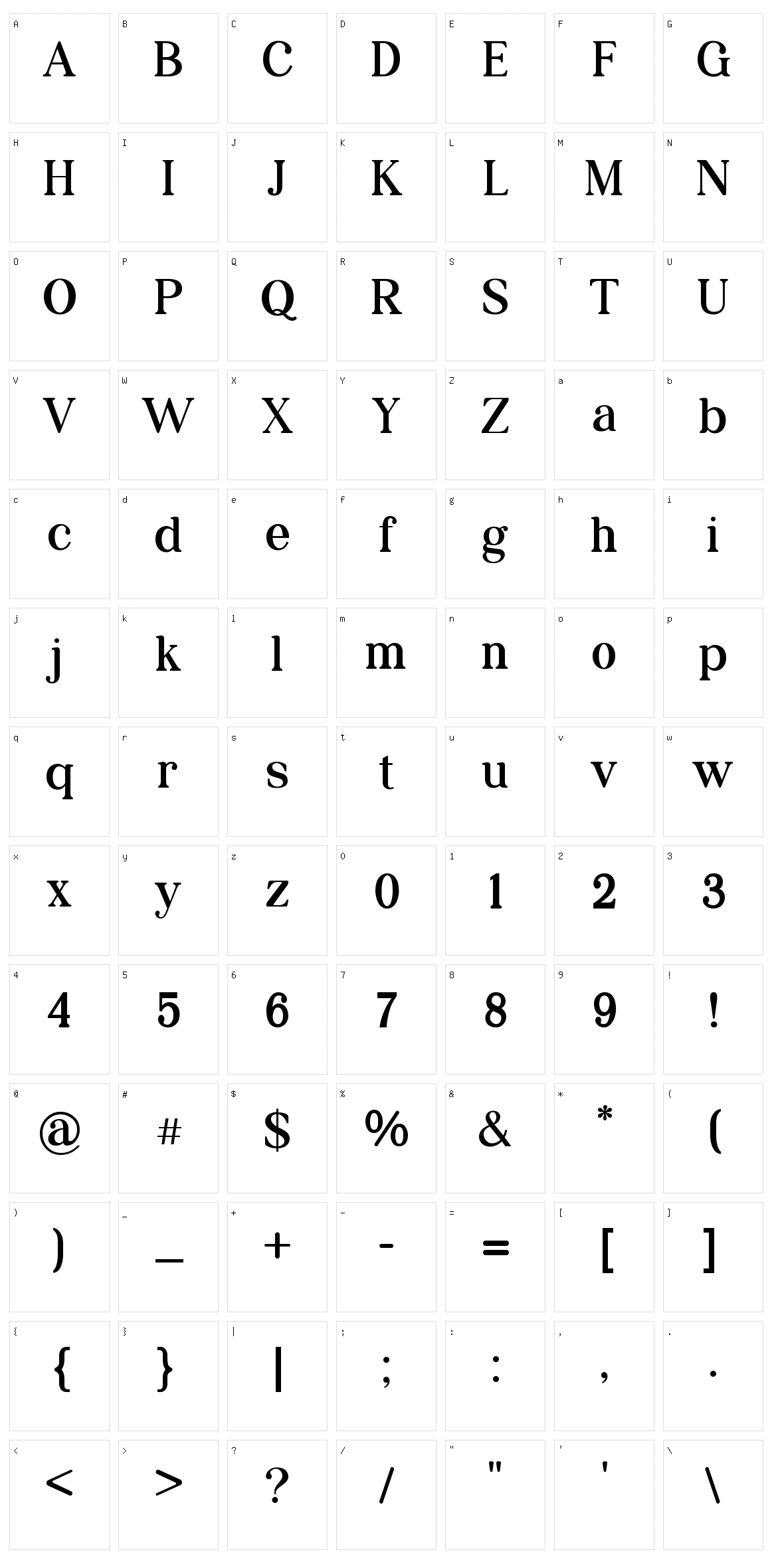 Grillages Character Set