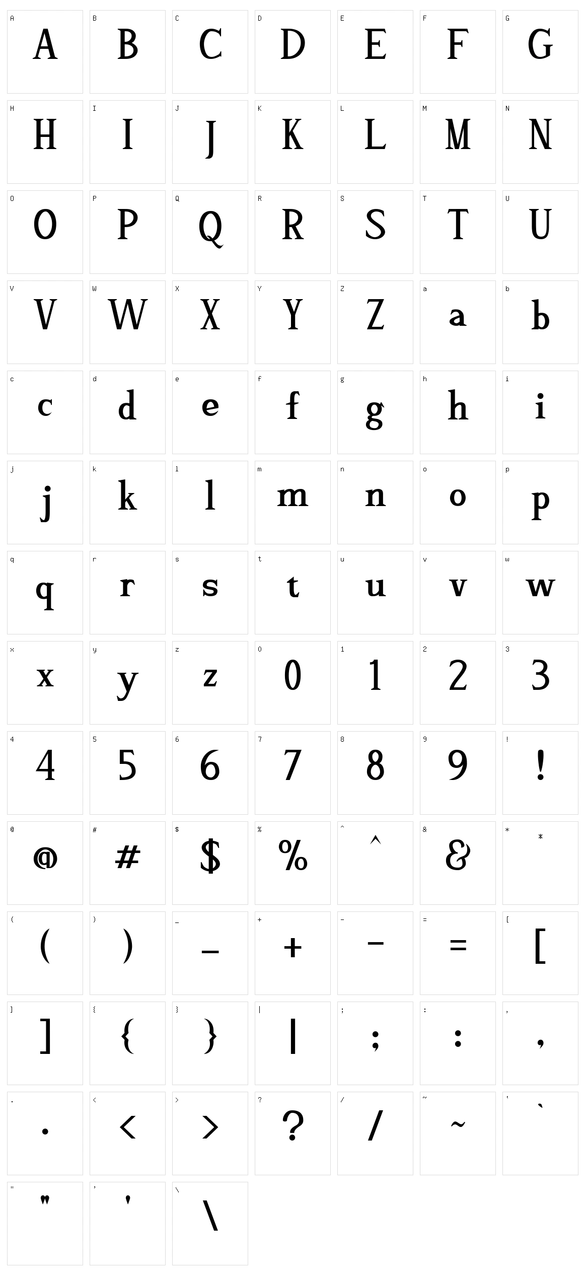 Grimalda Character Set