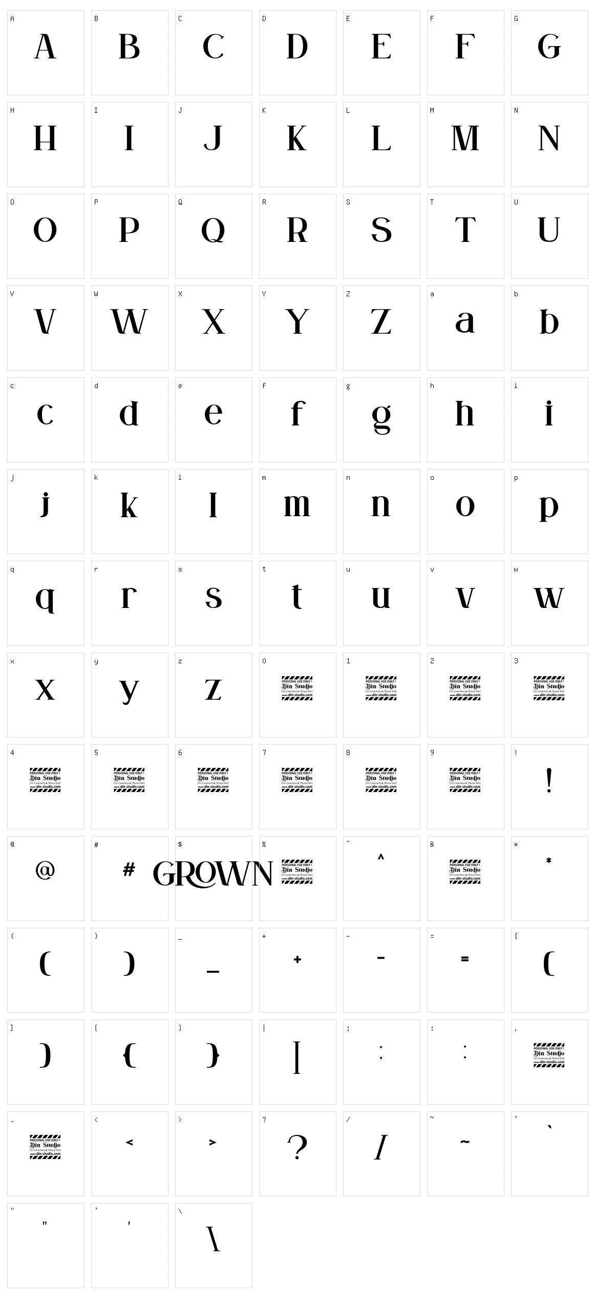 Grown Character Set