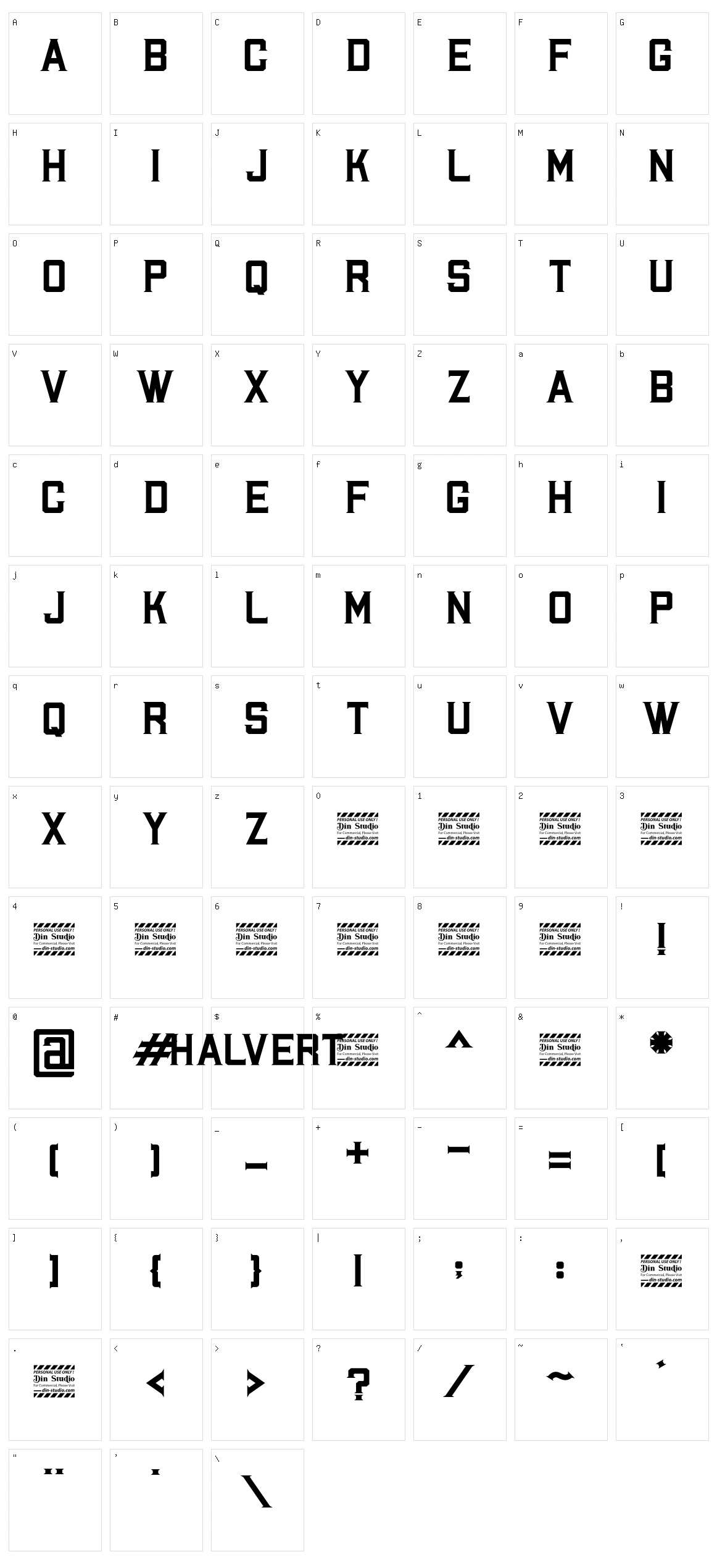 Halvert Character Set