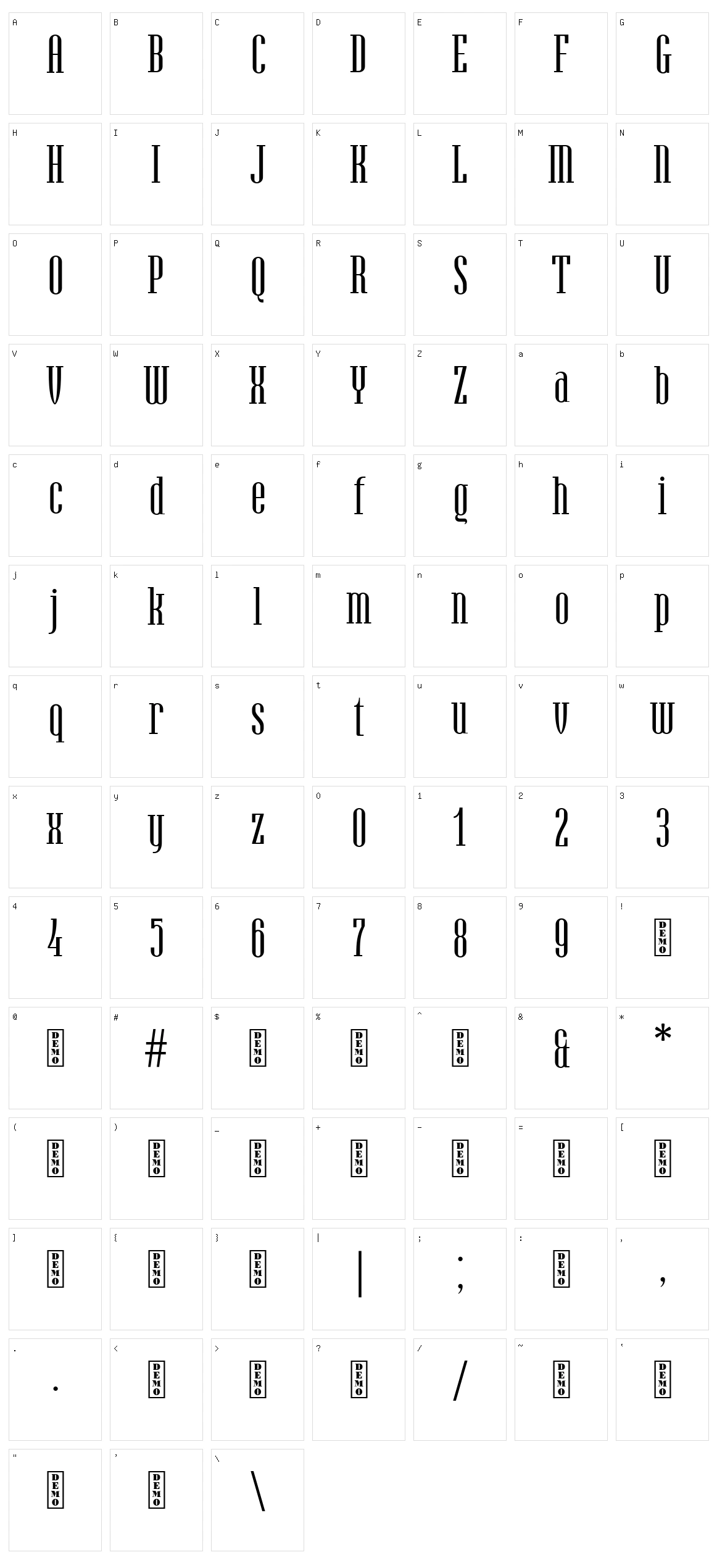 Hamerslag Character Set