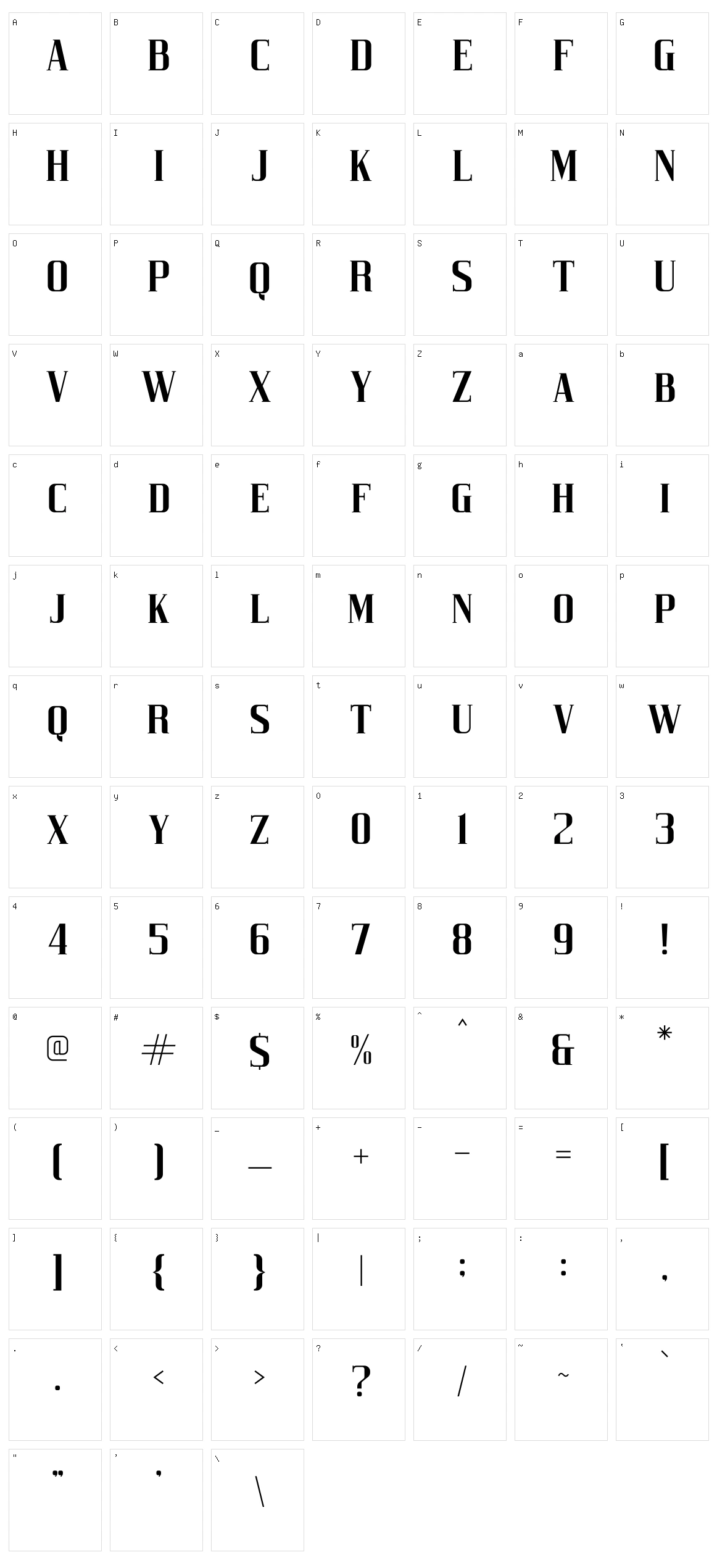 Heaven Mine Character Set