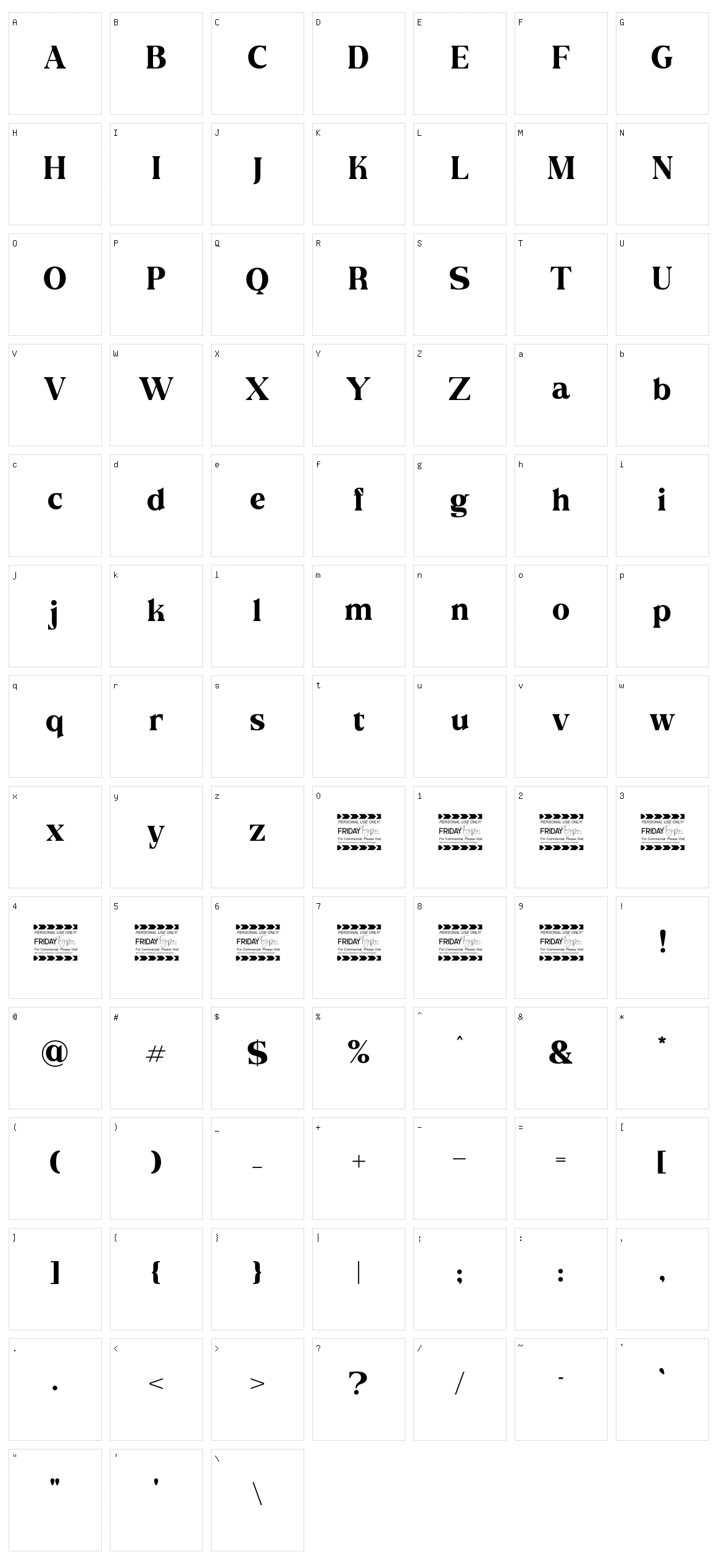 Hedgier Character Set