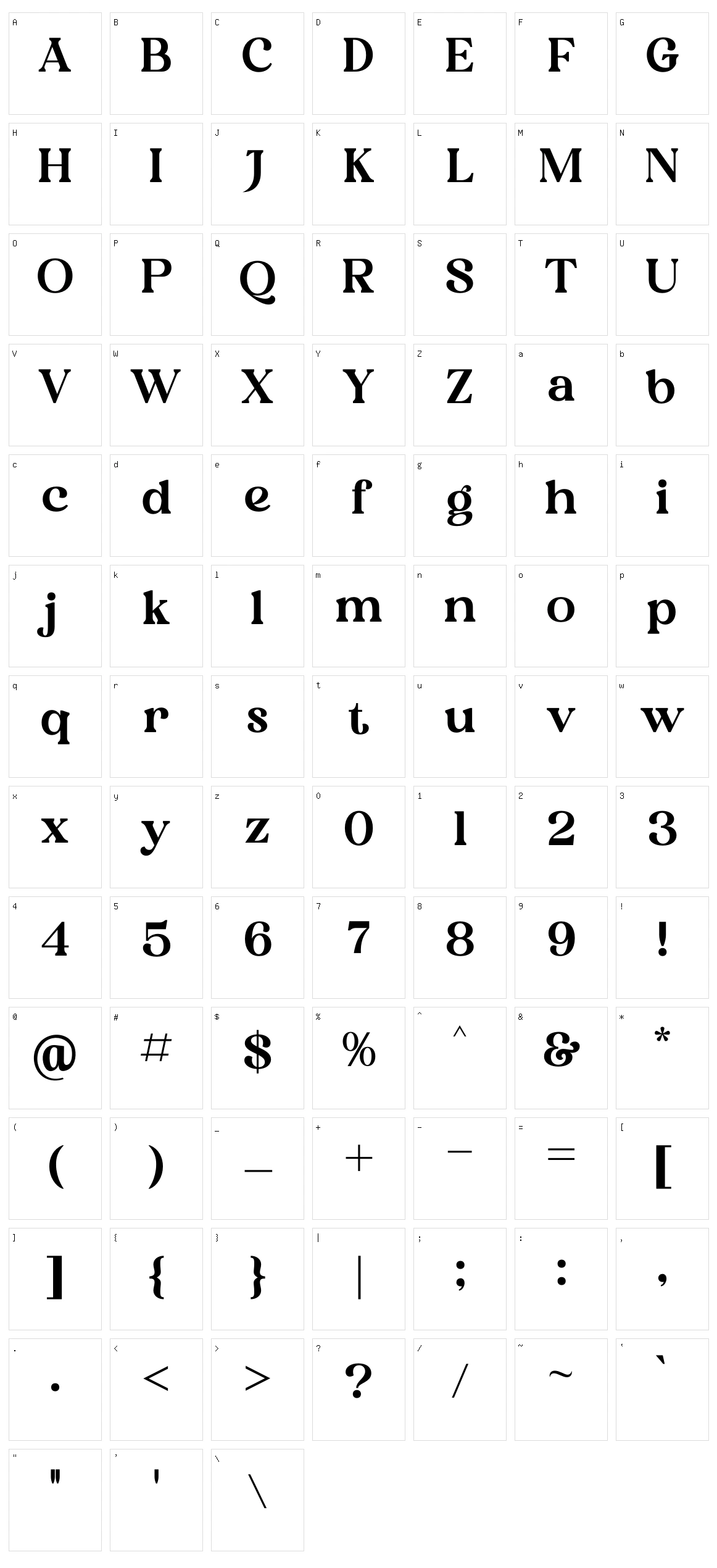 Heibird Character Set