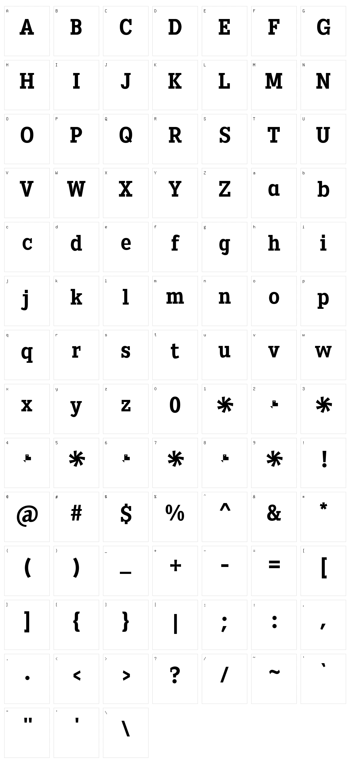 Heptal Character Set