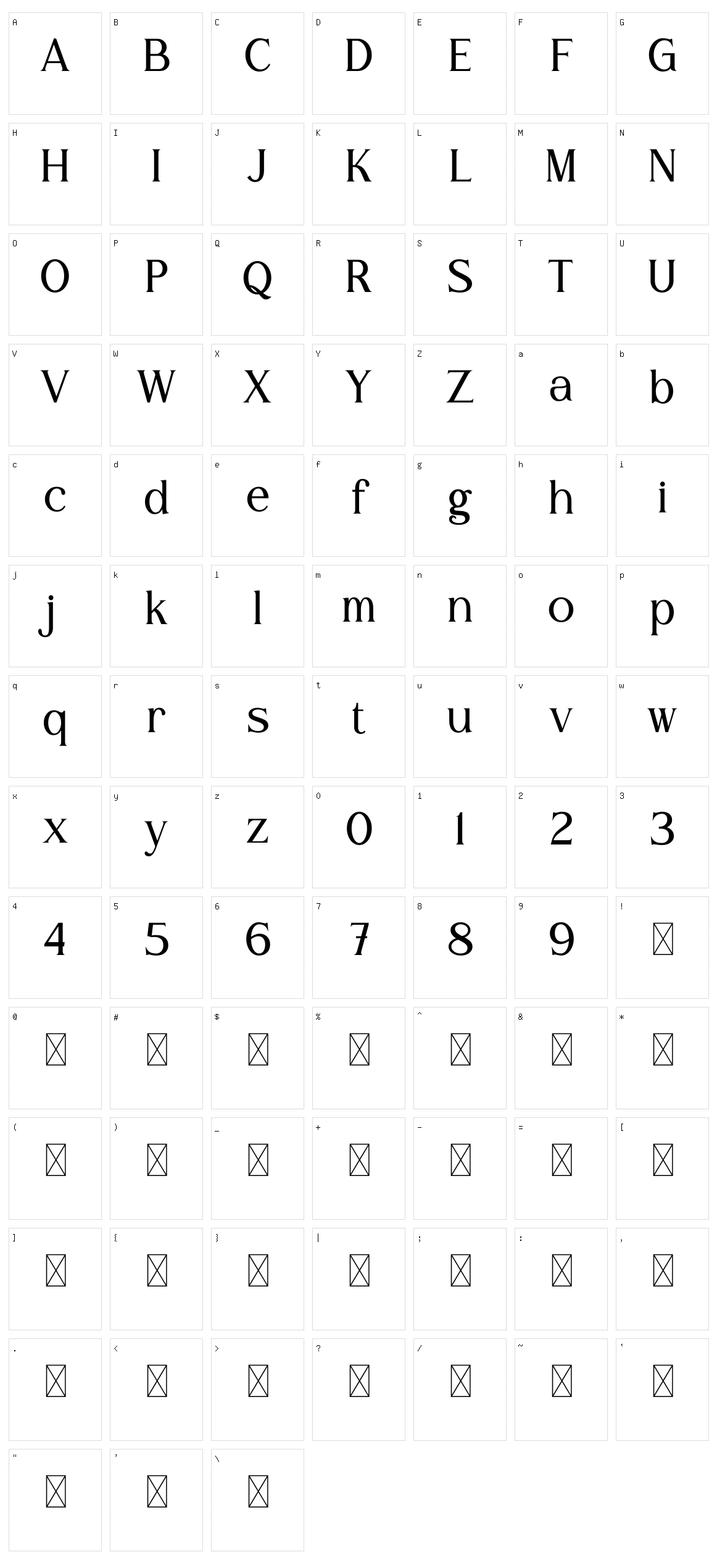 Herotenn Character Set