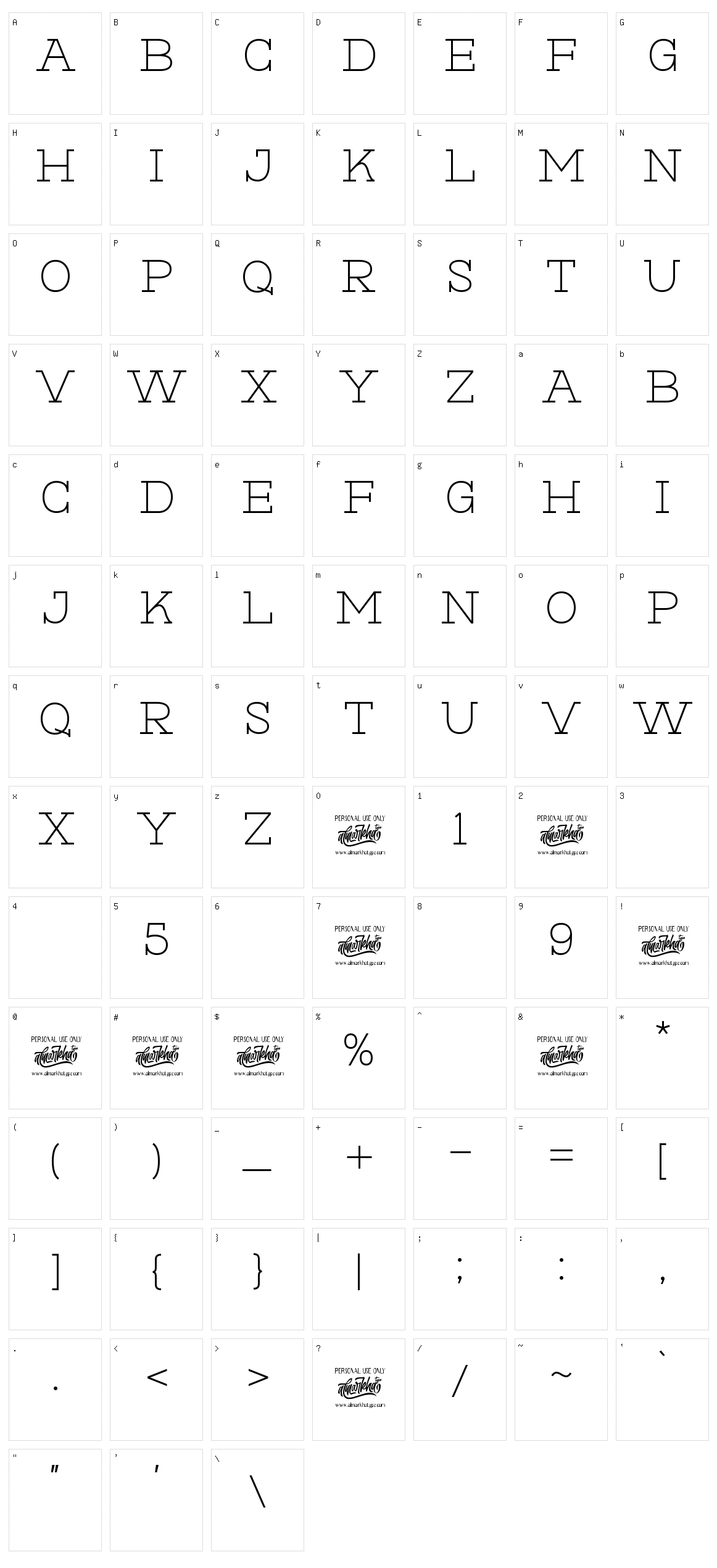 Hexore Character Set