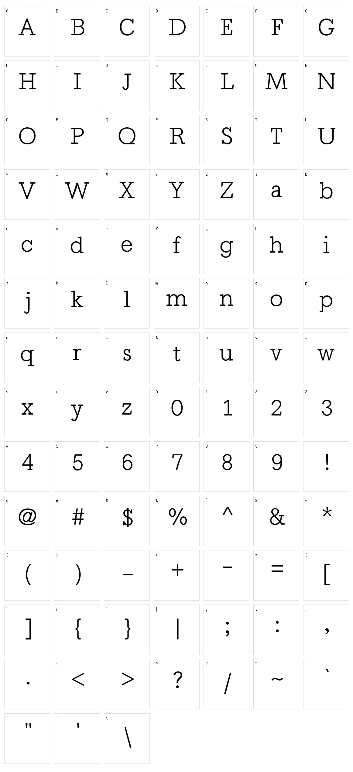 HF Bronte Character Set