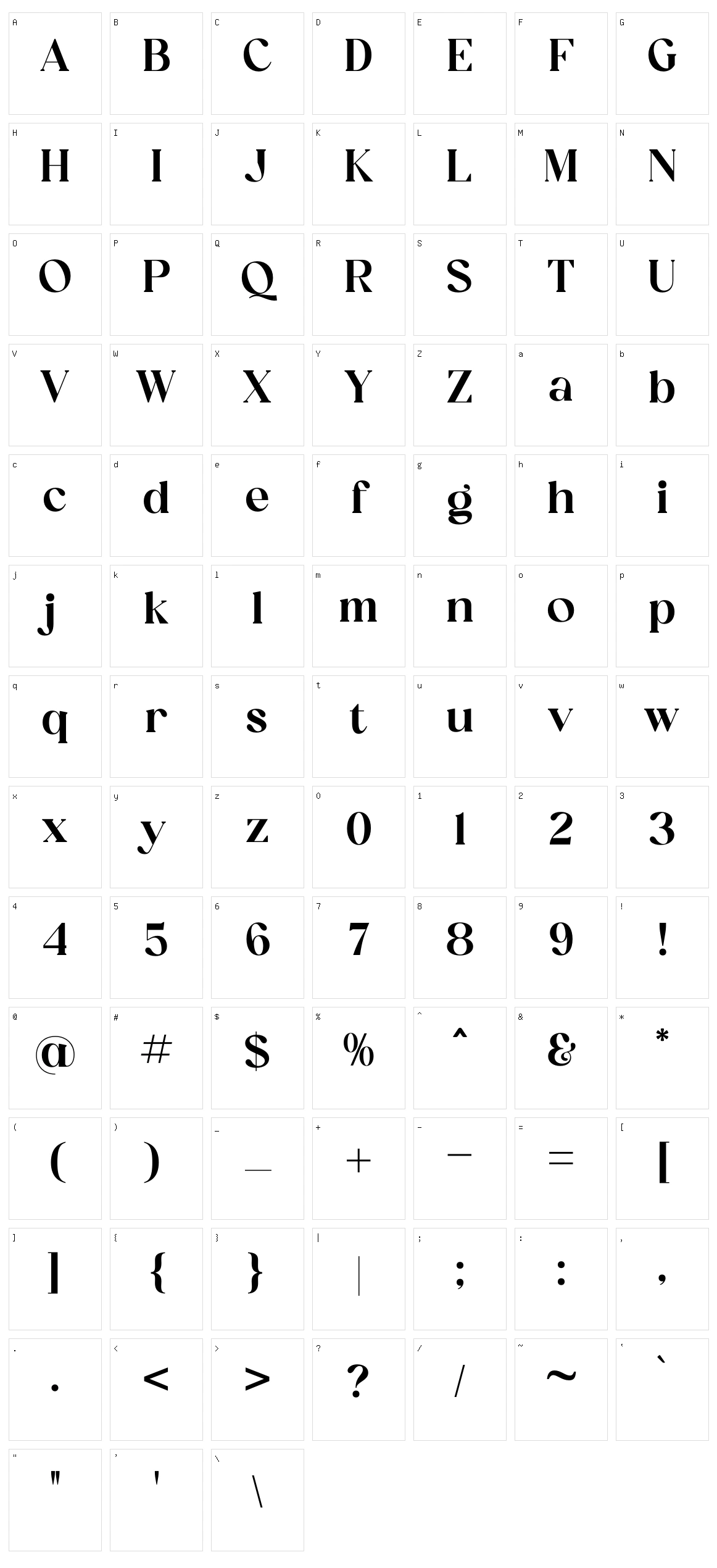 Histora Beralin Character Set