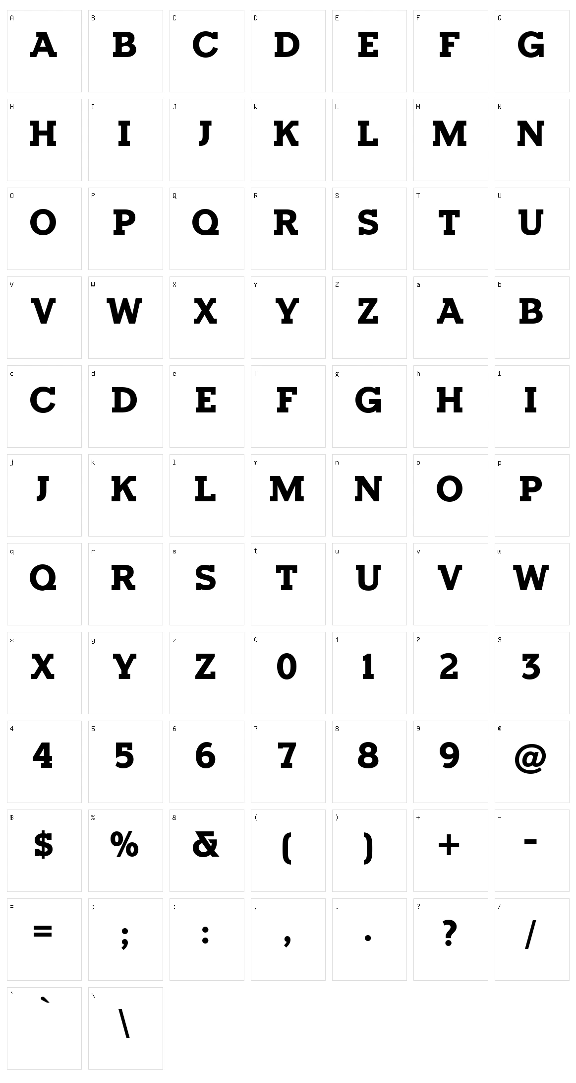 Horseback Slab Character Set