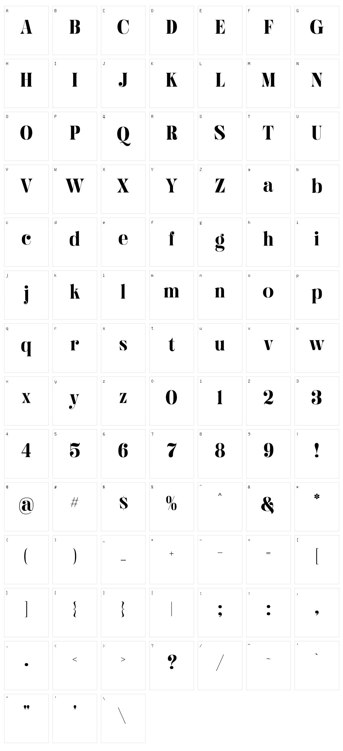 Hugiller Character Set