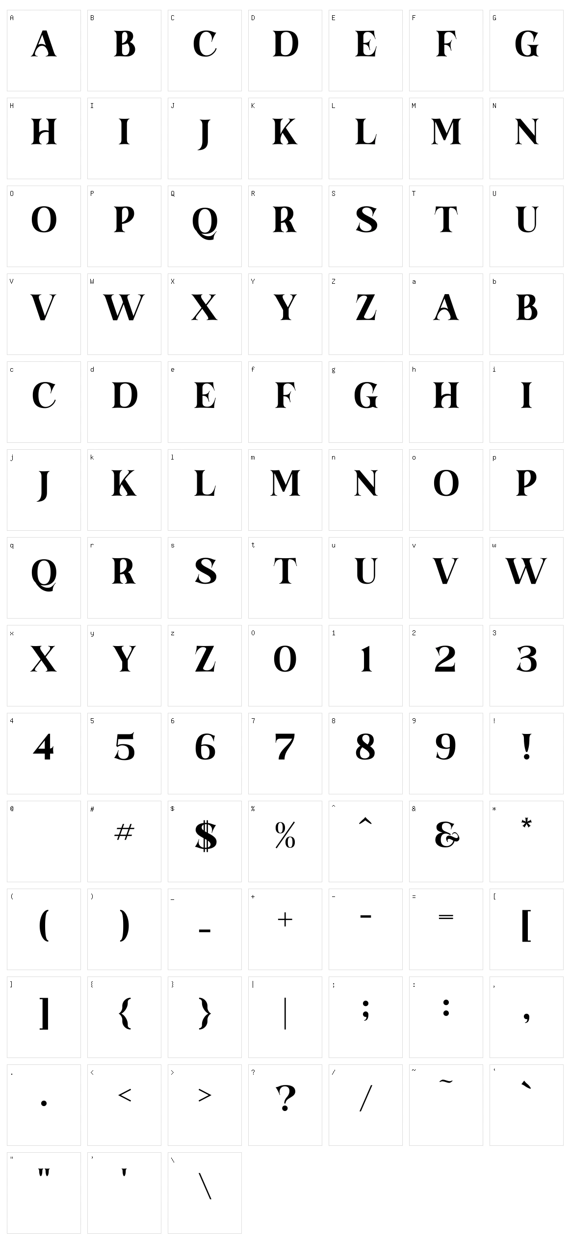 Hulbert Hopper Display Character Set