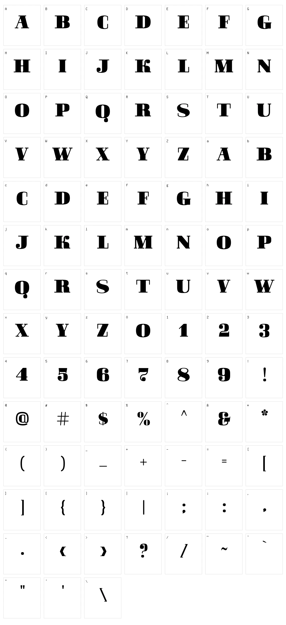 Hustler Character Set