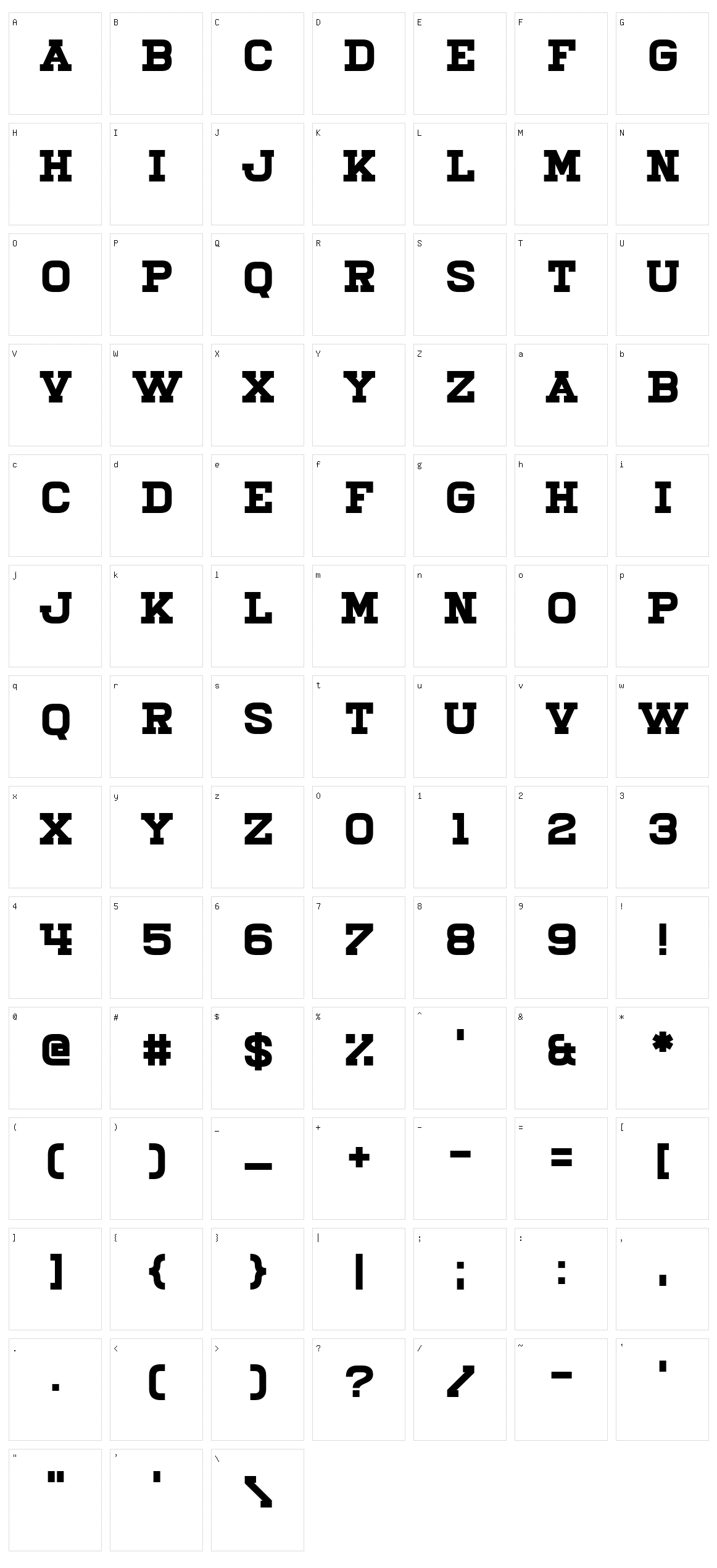Illiead Character Set
