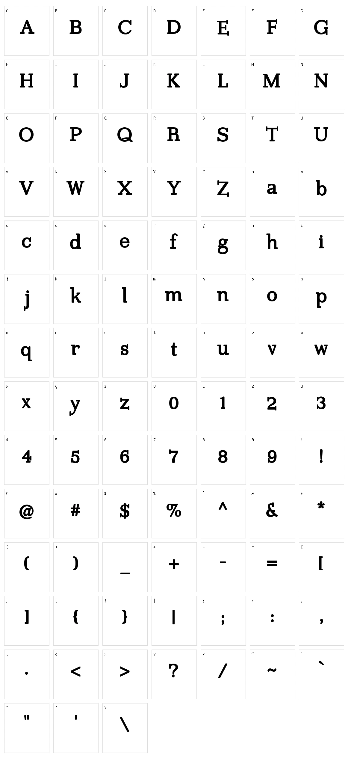 Imprimerie Character Set