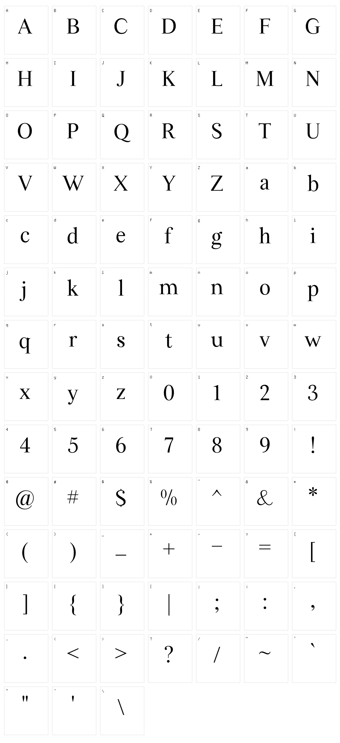 Infiilus Character Set