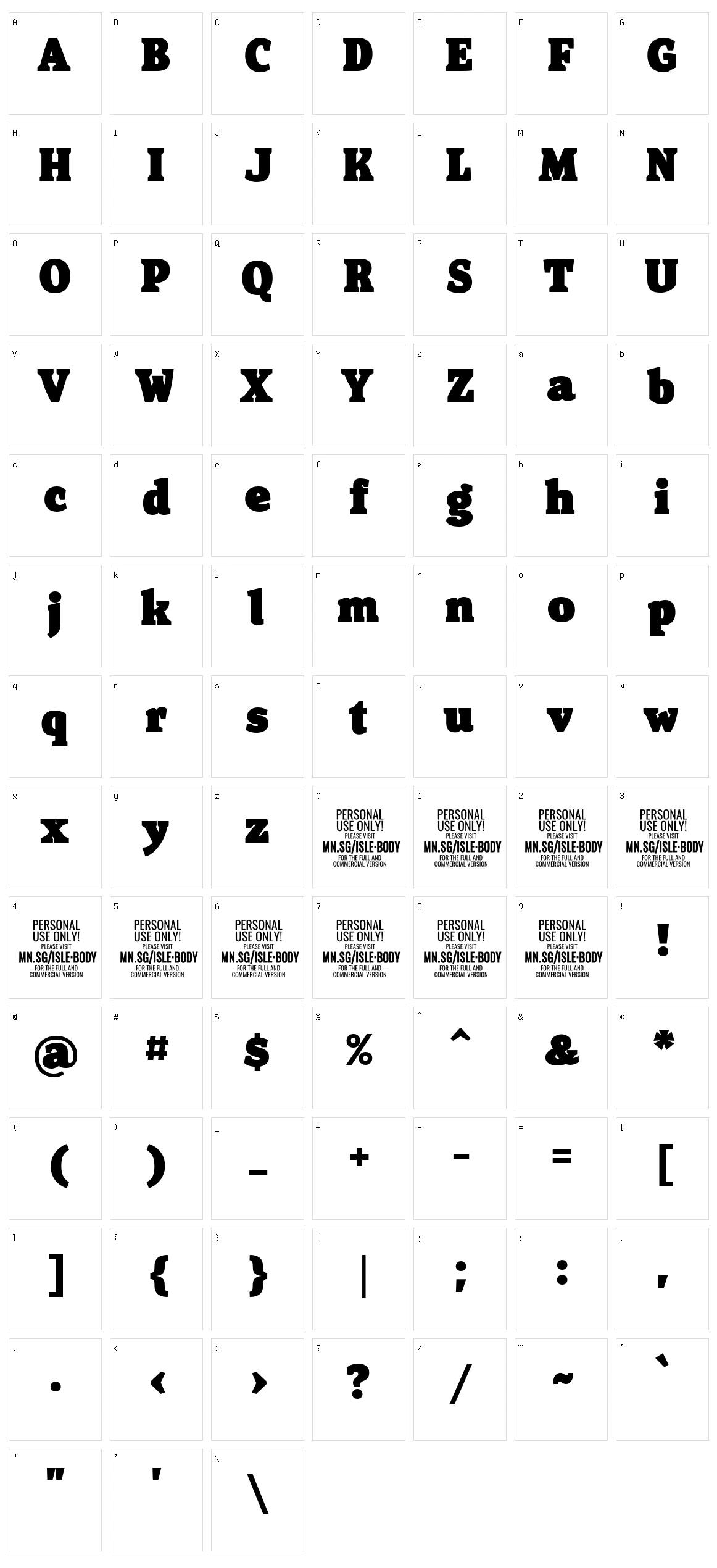 Isle Body Character Set