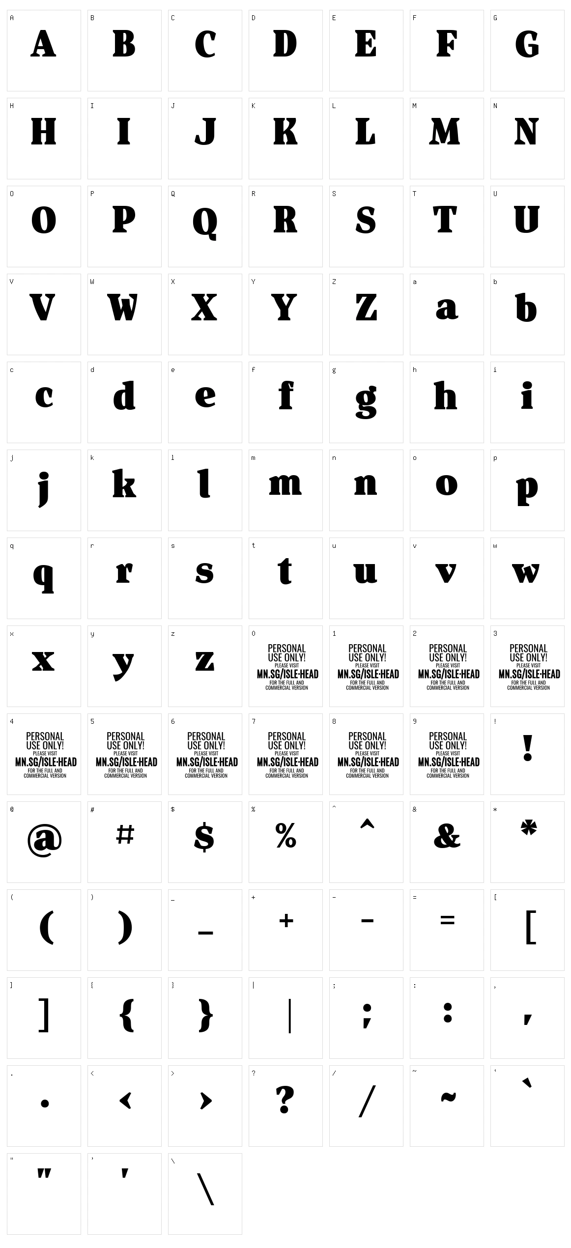 Isle Headline Character Set