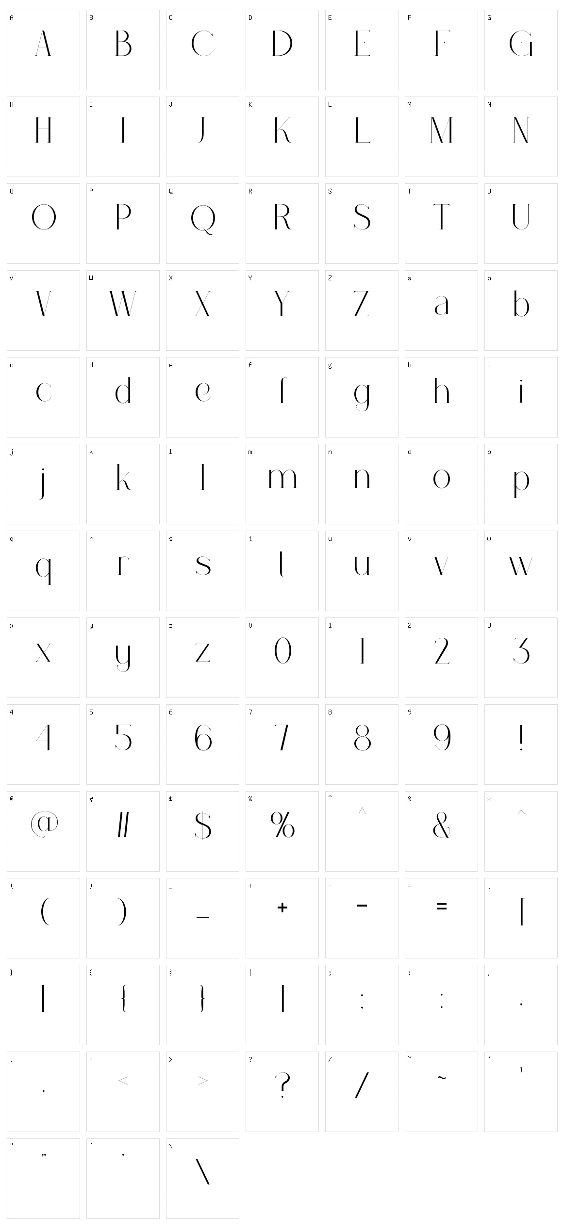 Janeeta Character Set