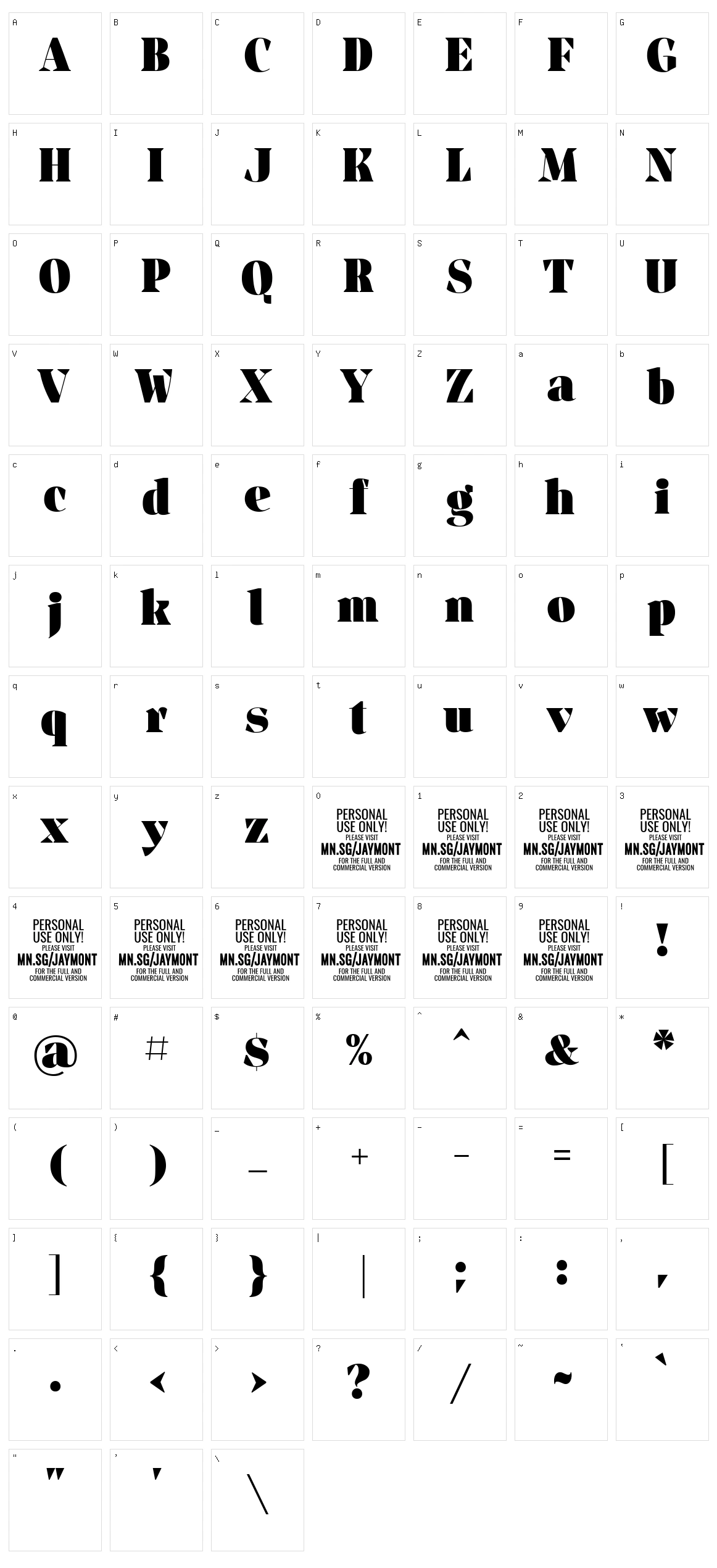 Jaymont Character Set