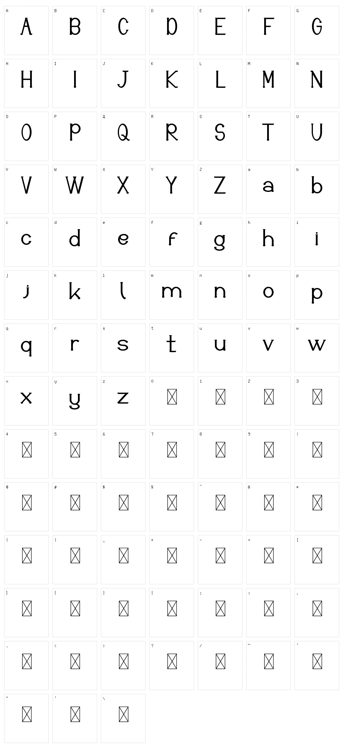 Justice Action Serif Character Set