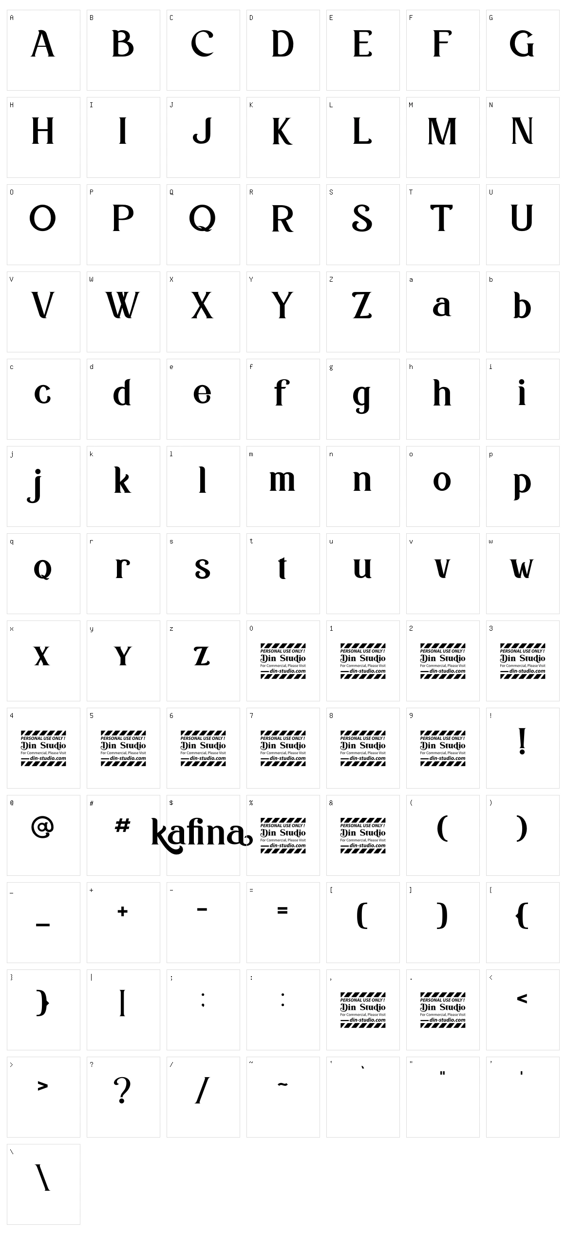 Kafina Character Set