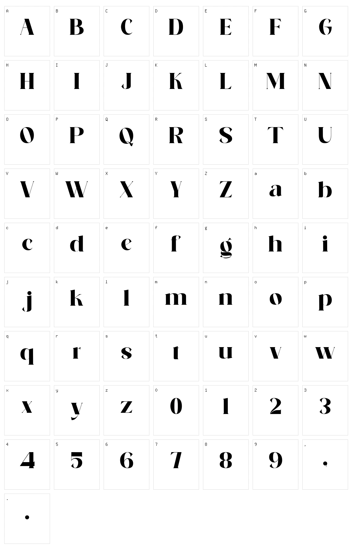 Kalsey Character Set