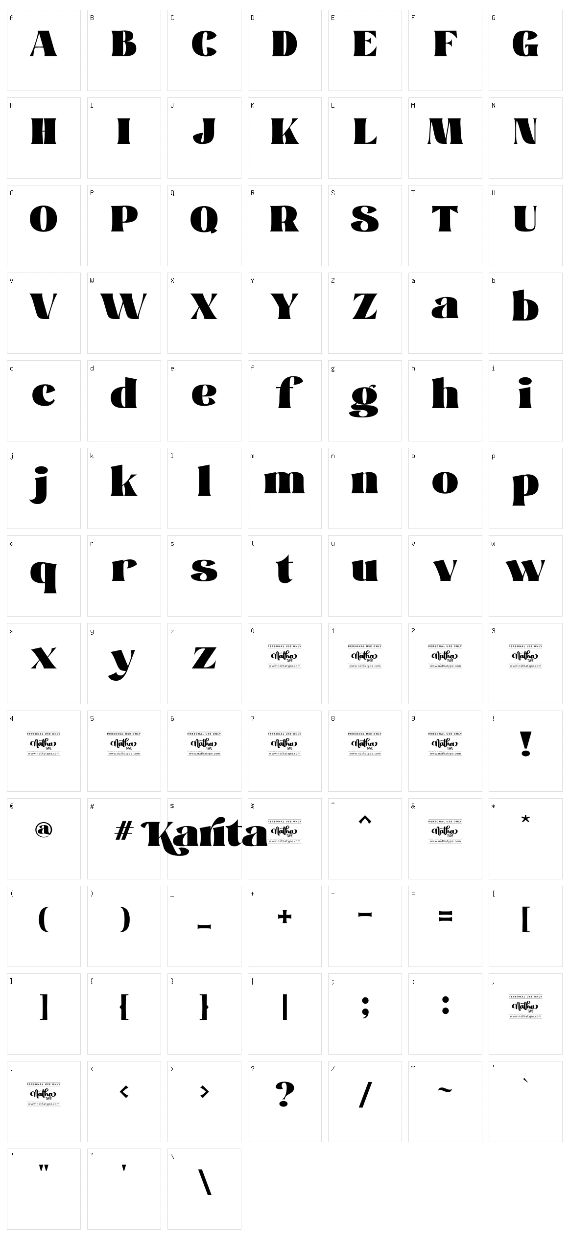 Karita Character Set