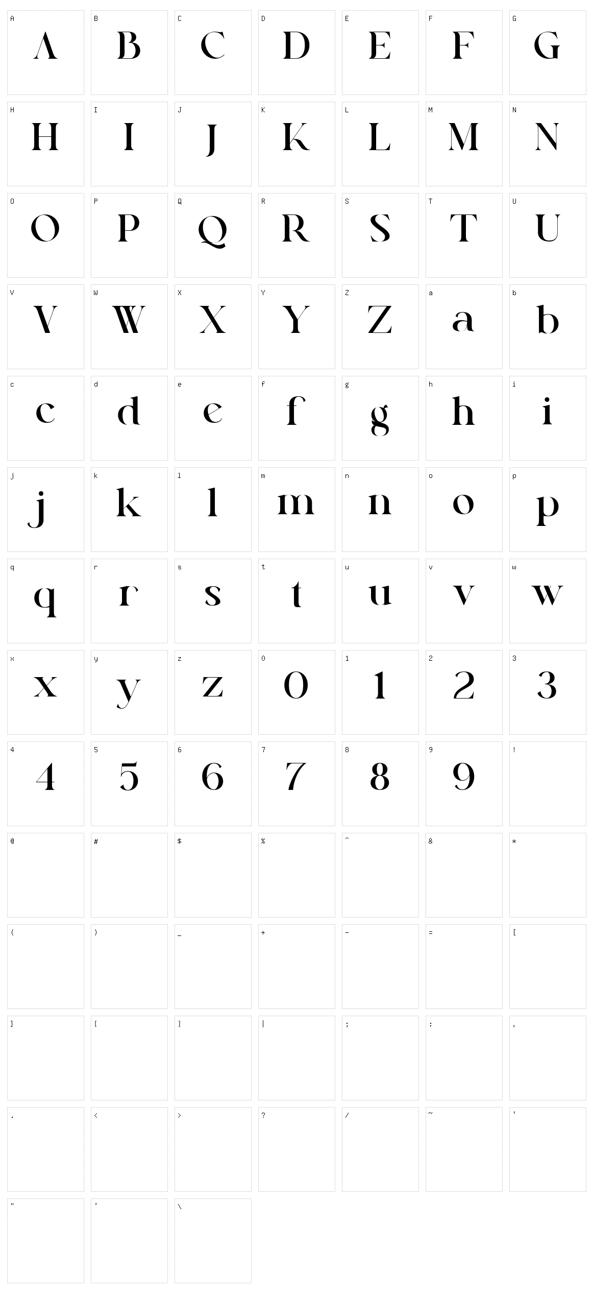Keira Serif Character Set